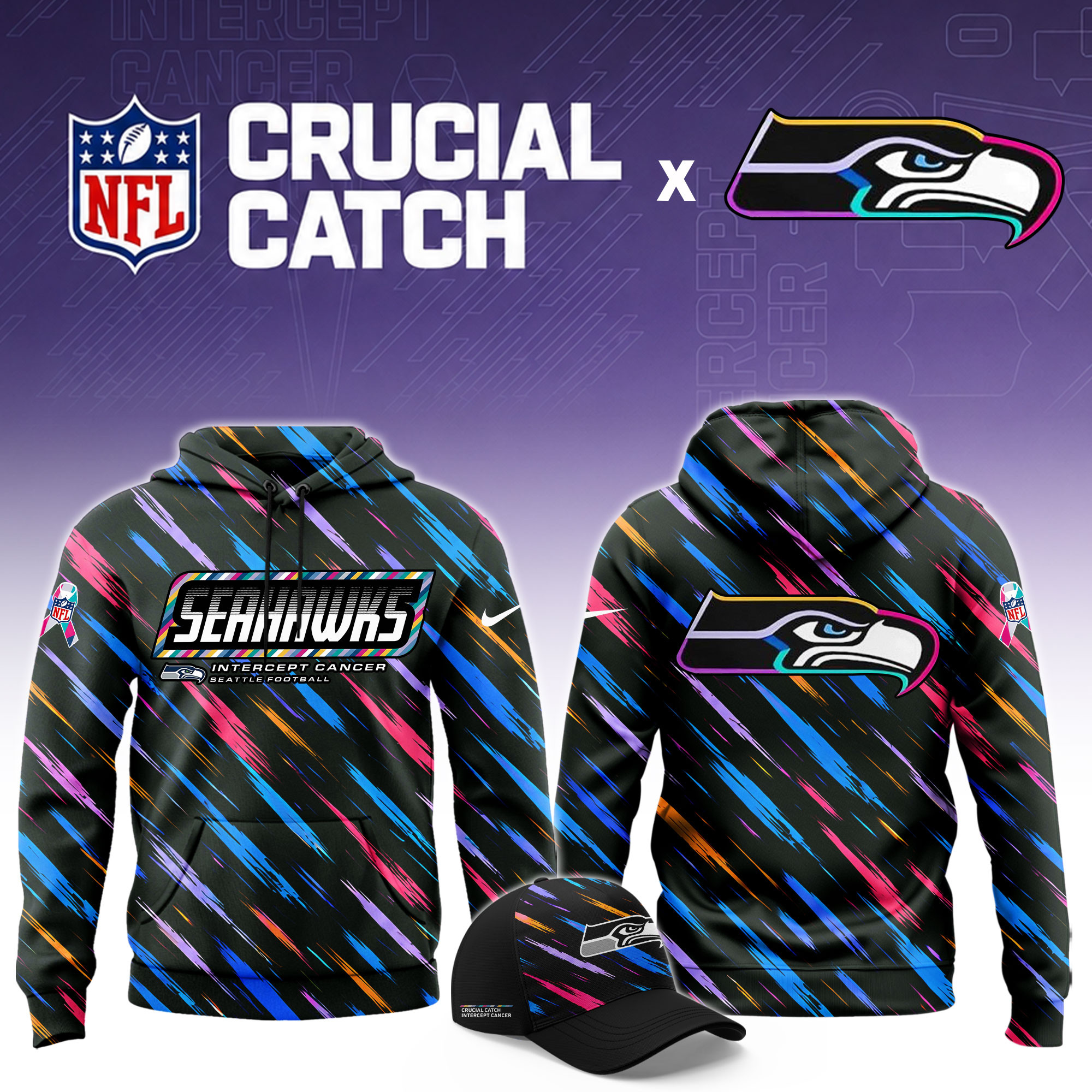Seattle Seahawks 2026 Breast Cancer Awareness Limited Hoodie PBX2Y01