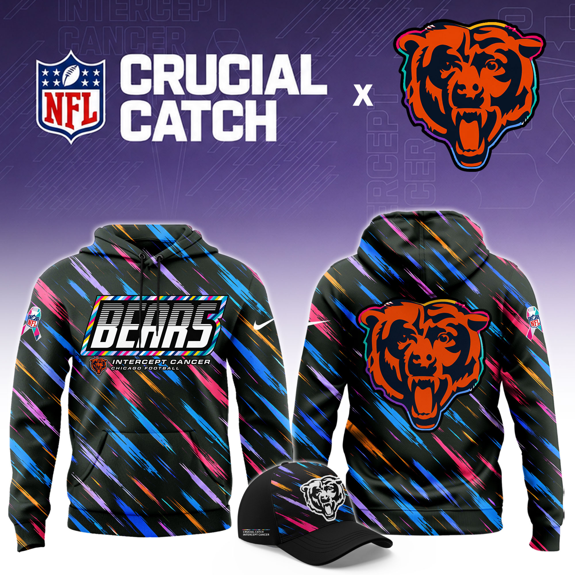 Chicago Bears 2026 Breast Cancer Awareness Limited Hoodie PBFYJ13