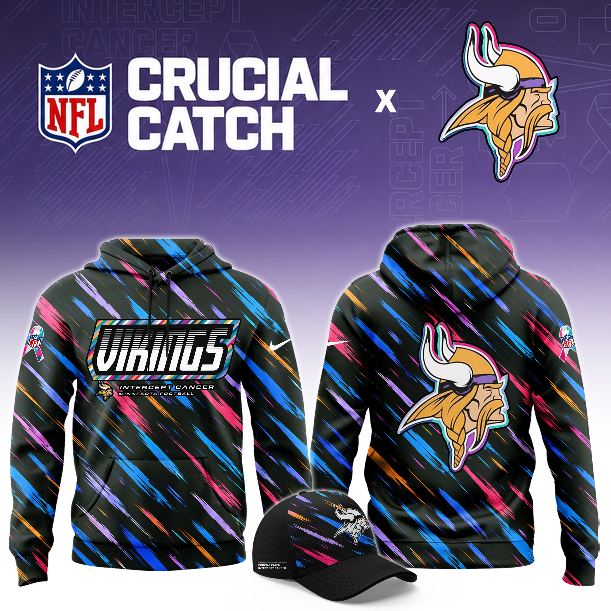 Minnesota Vikings 2026 Breast Cancer Awareness Limited Hoodie PBDXGHO
