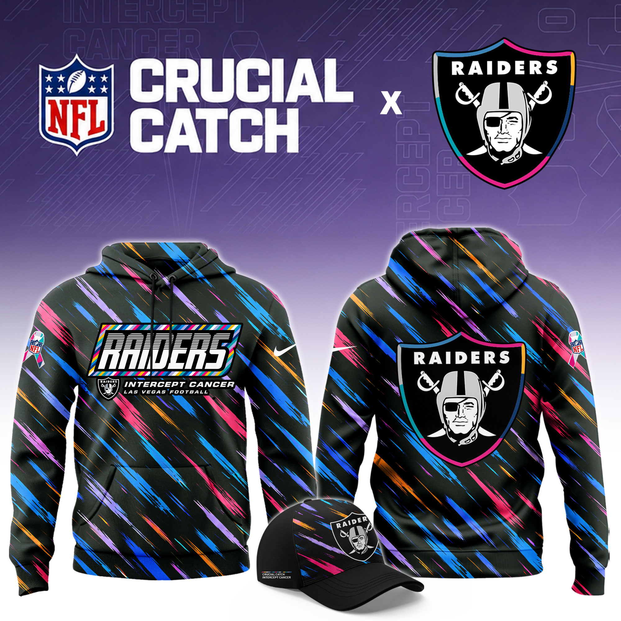Las Vegas Raiders 2026 Breast Cancer Awareness Limited Hoodie PBHSMVO