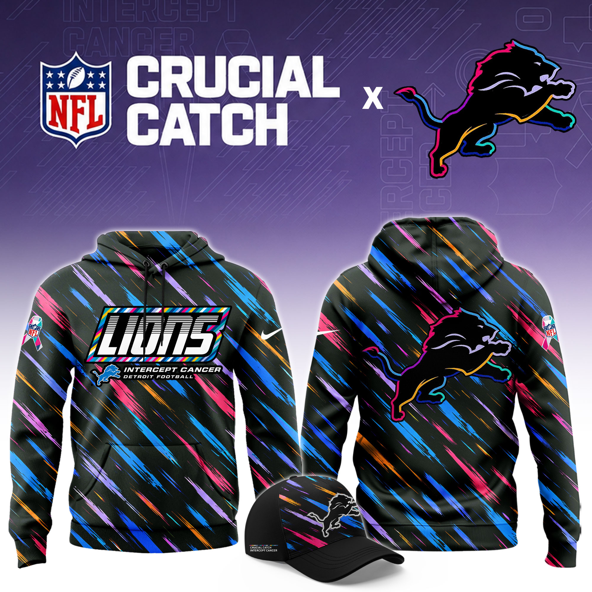 Detroit Lions 2026 Breast Cancer Awareness Limited Hoodie PBHC4I0