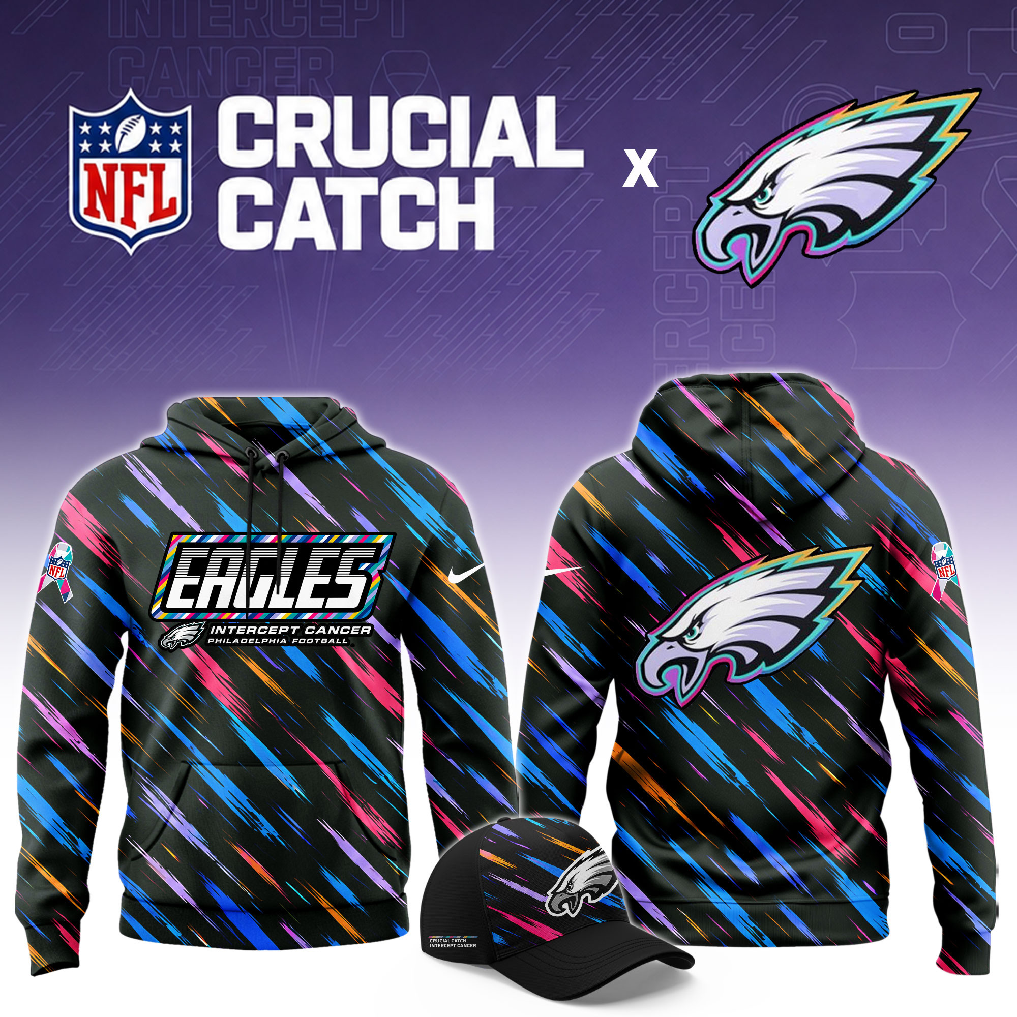 Philadelphia Eagles 2026 Breast Cancer Awareness Limited Hoodie PBZTF0Z