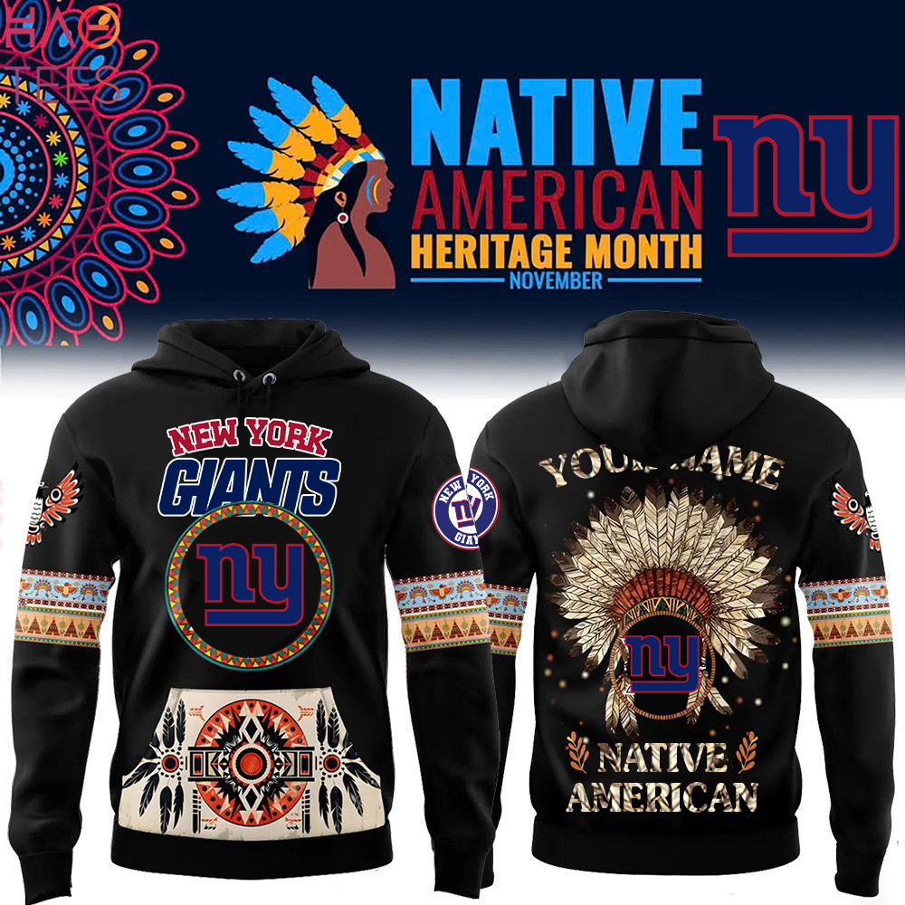 New York Giants Native American Heritage Month Custom Name Hoodie PB4FKOL