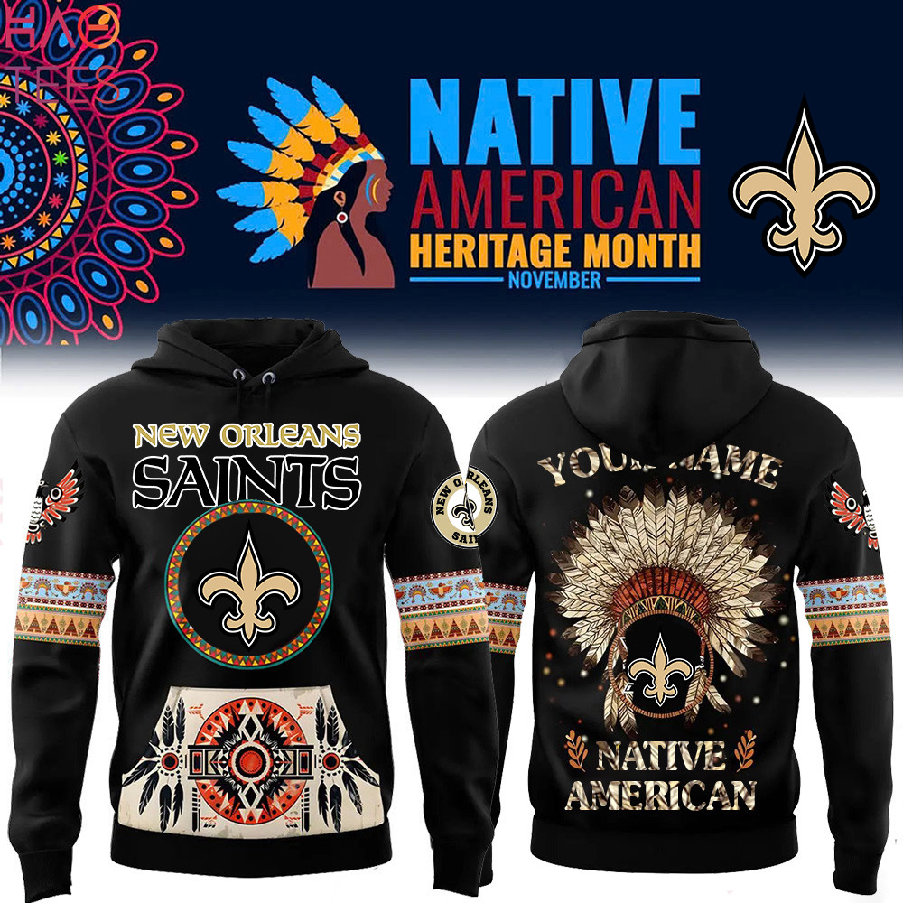 New Orleans Saints Native American Heritage Month Custom Name Hoodie PBCAG3X