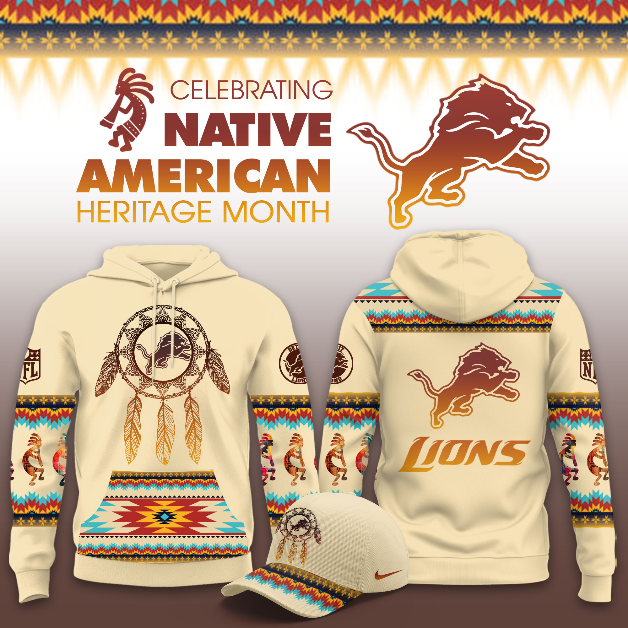 Detroit Lions Native American Heritage Limited Hoodie PBAOYP8
