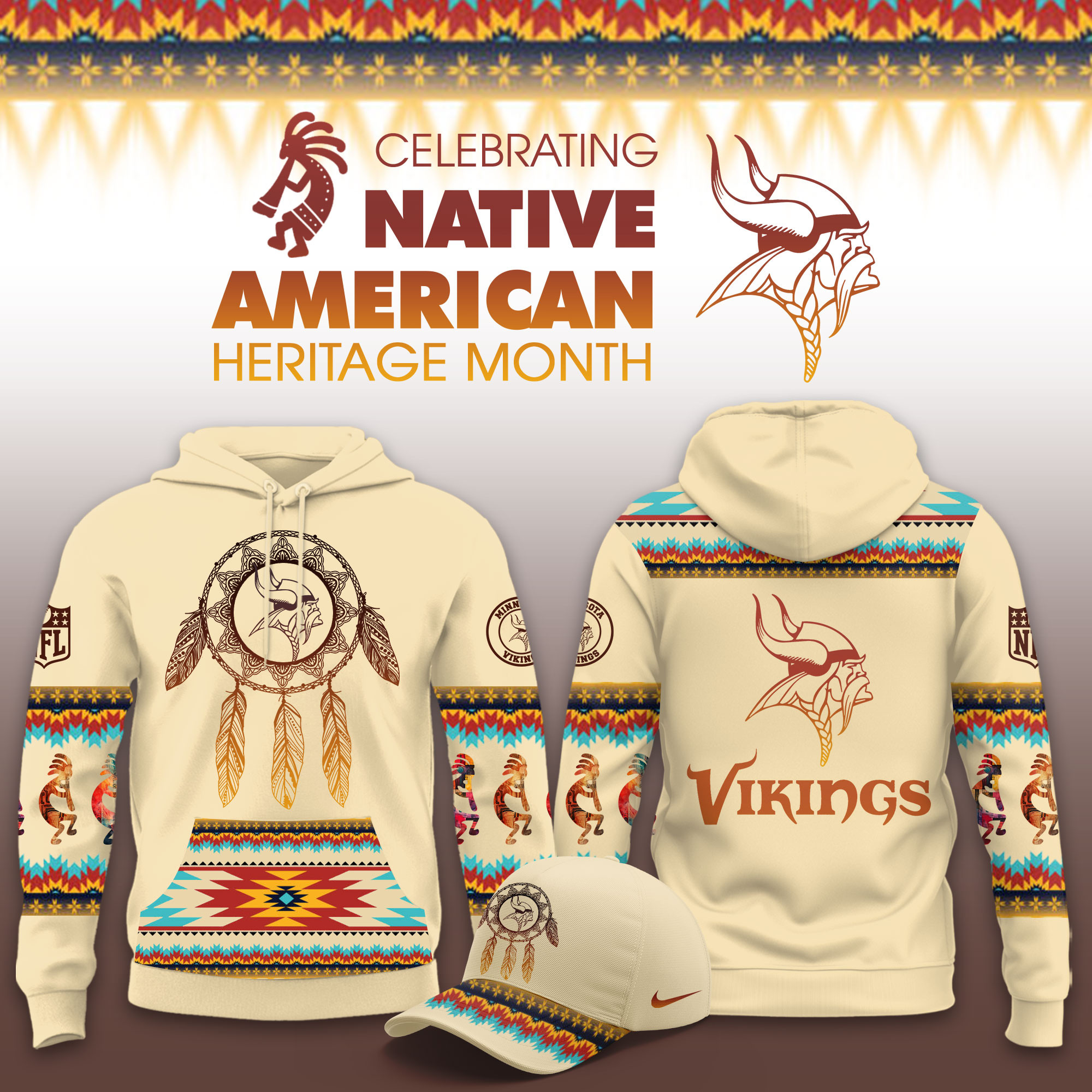 Minnesota Vikings Native American Heritage Limited Hoodie PBKTRIE