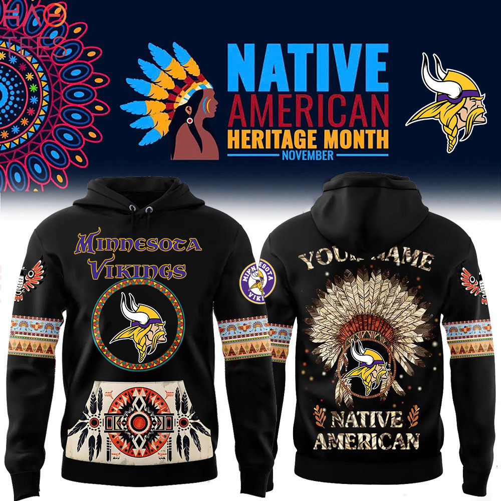 Minnesota Vikings Native American Heritage Month Custom Name Hoodie PBOAW6B