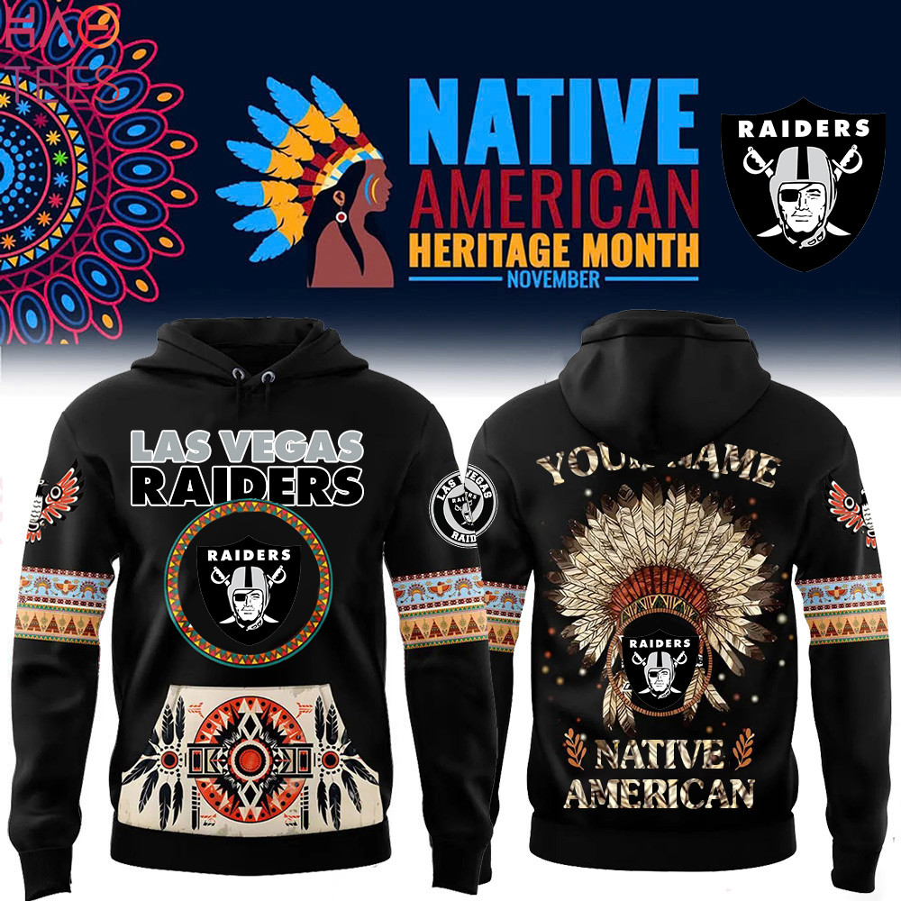 Las Vegas Raiders Native American Heritage Month Custom Name Hoodie PBPEA9L