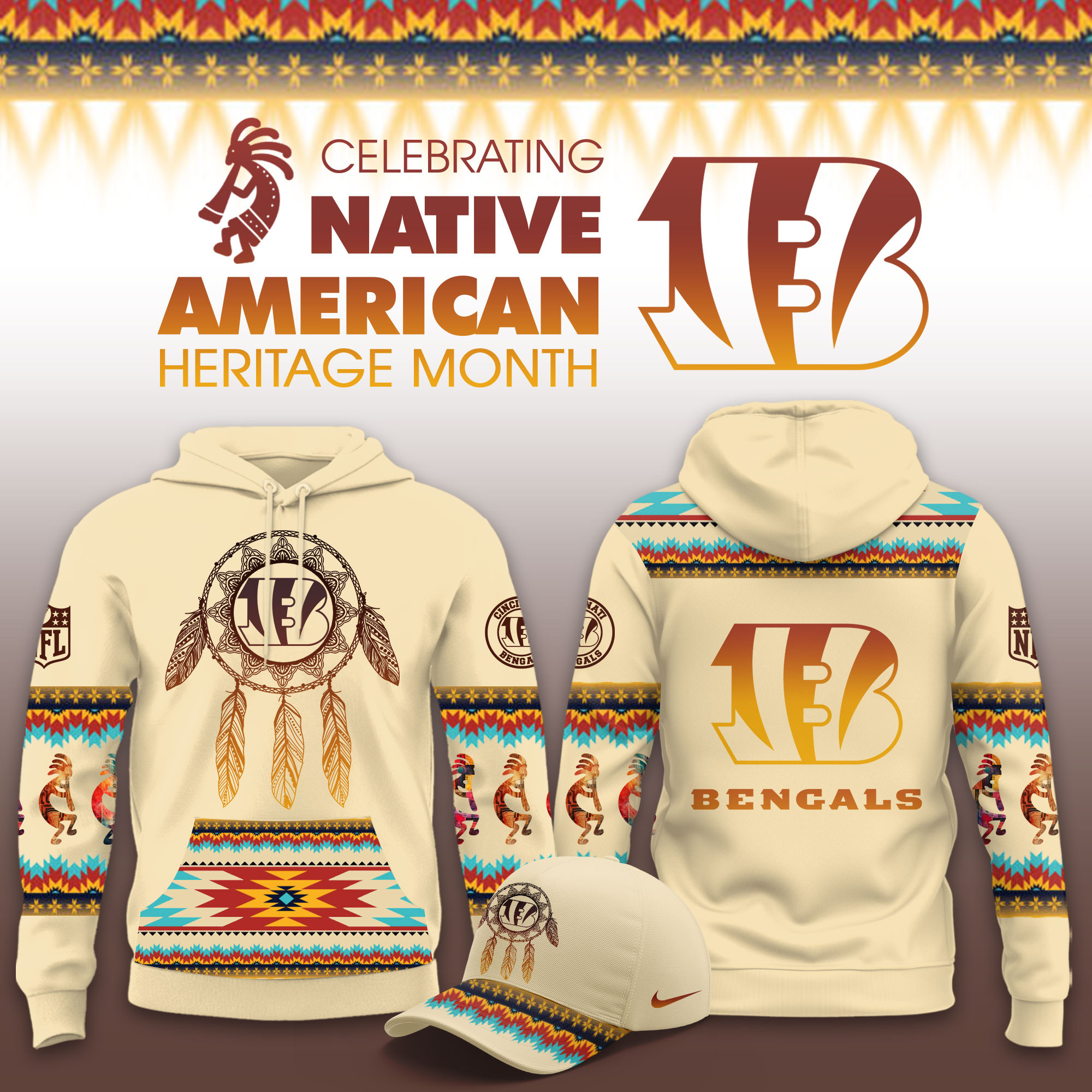 Cincinnati Bengals Native American Heritage Limited Hoodie PB78Z1S