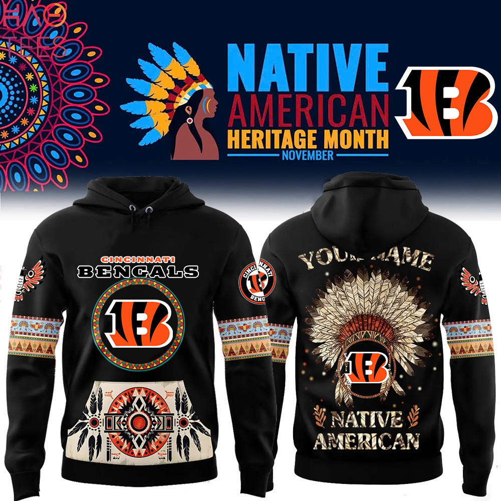 Cincinnati Bengals Native American Heritage Month Custom Name Hoodie PB35BLS