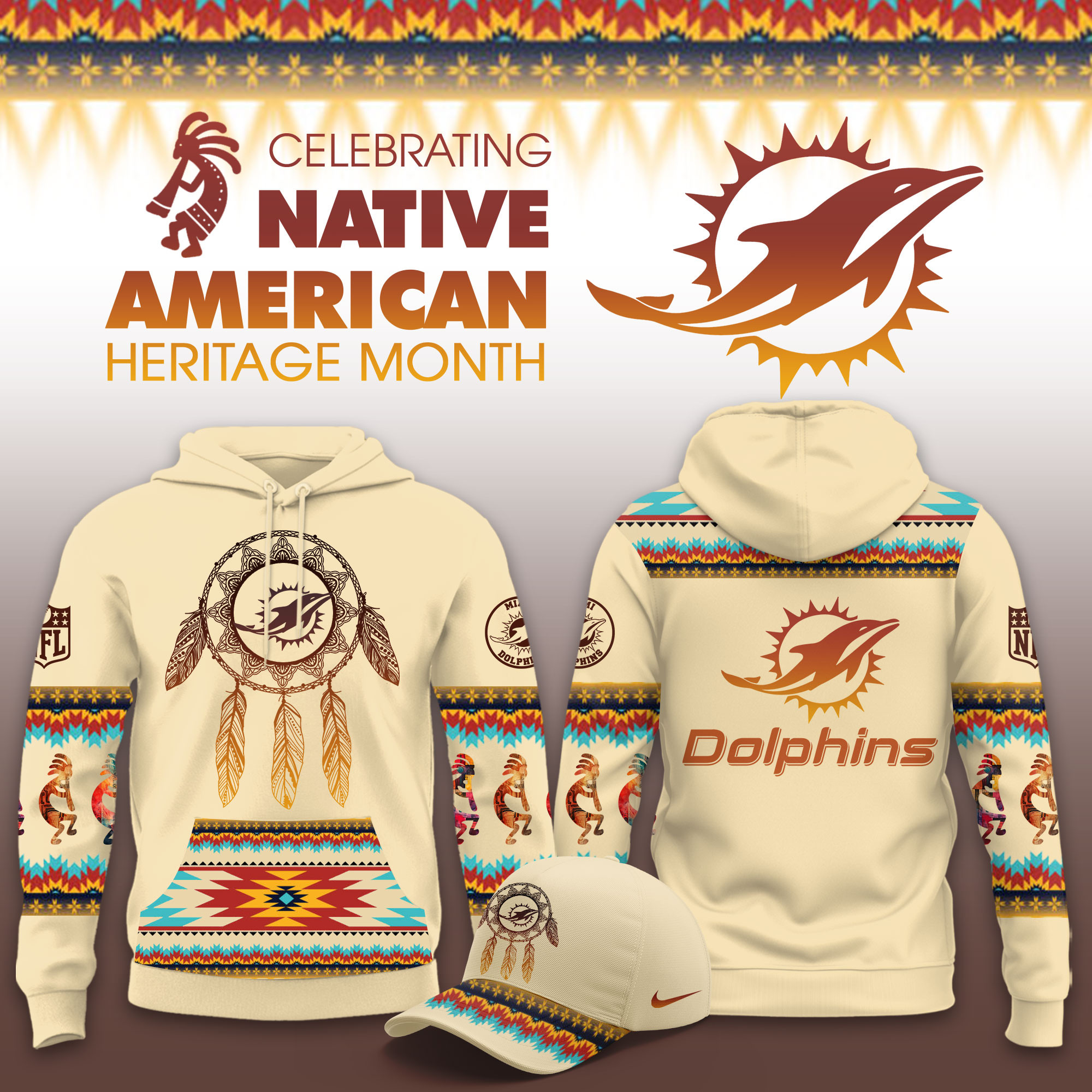 Miami Dolphins Native American Heritage Limited Hoodie PB7HLMC