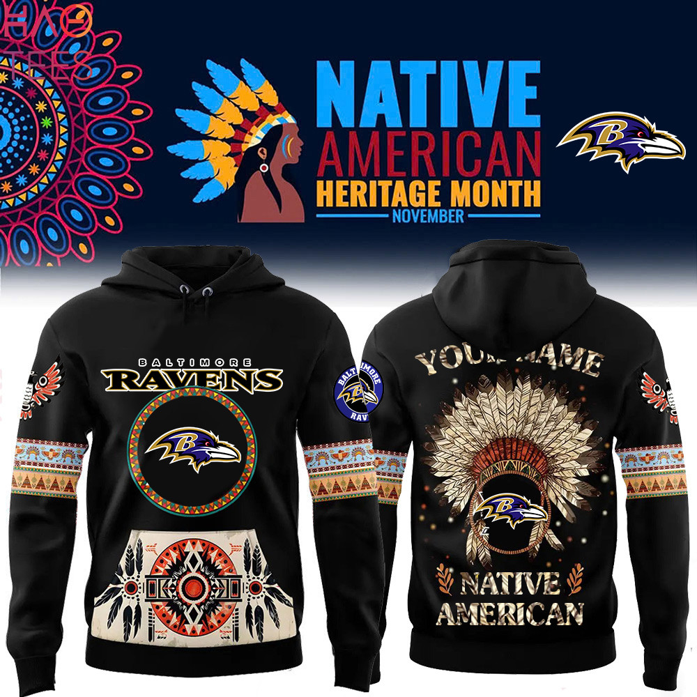 Baltimore Ravens Native American Heritage Month Custom Name Hoodie PBMBS45