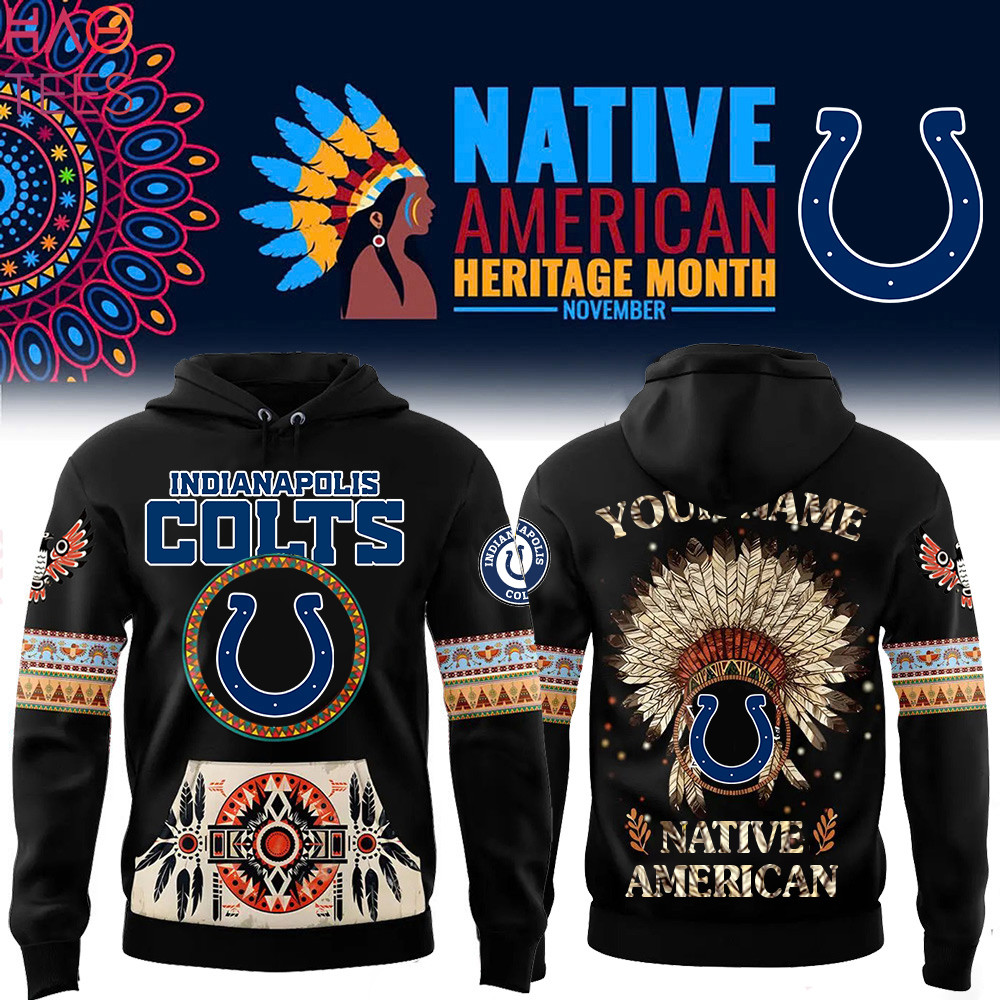 Indianapolis Colts Native American Heritage Month Custom Name Hoodie PBR6OQS