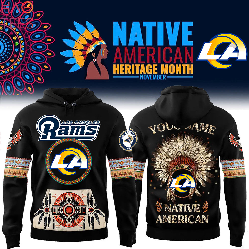 Los Angeles Rams Native American Heritage Month Custom Name Hoodie PBLCHVS