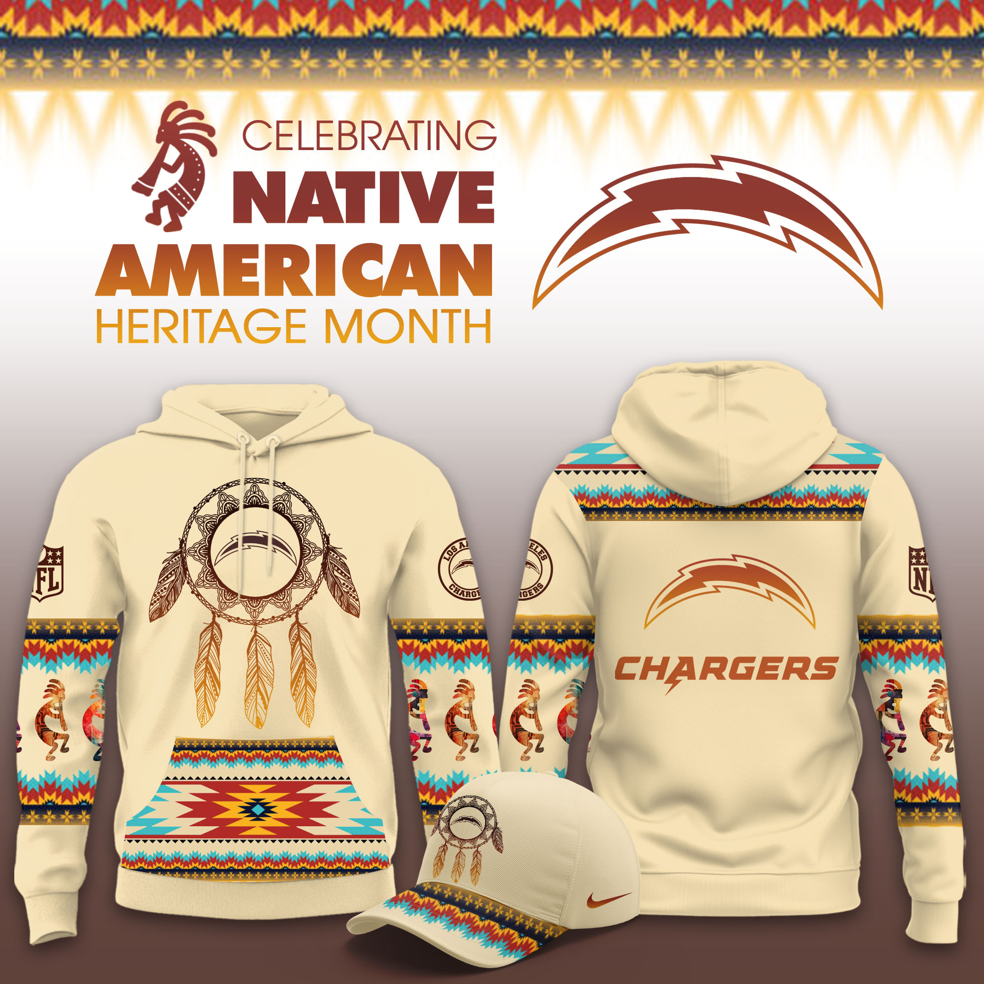 Los Angeles Chargers Native American Heritage Limited Hoodie PB5DUE4