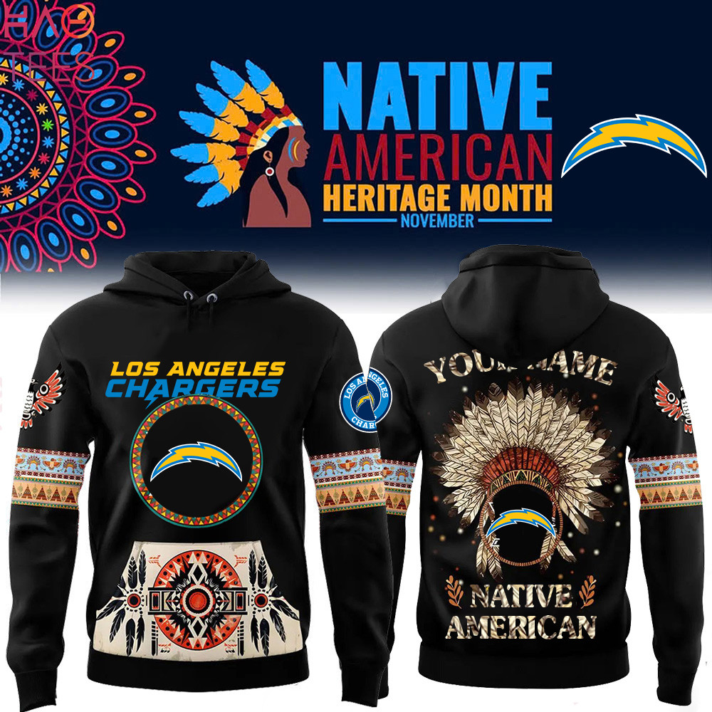 Los Angeles Chargers Native American Heritage Month Custom Name Hoodie PB0GNBE