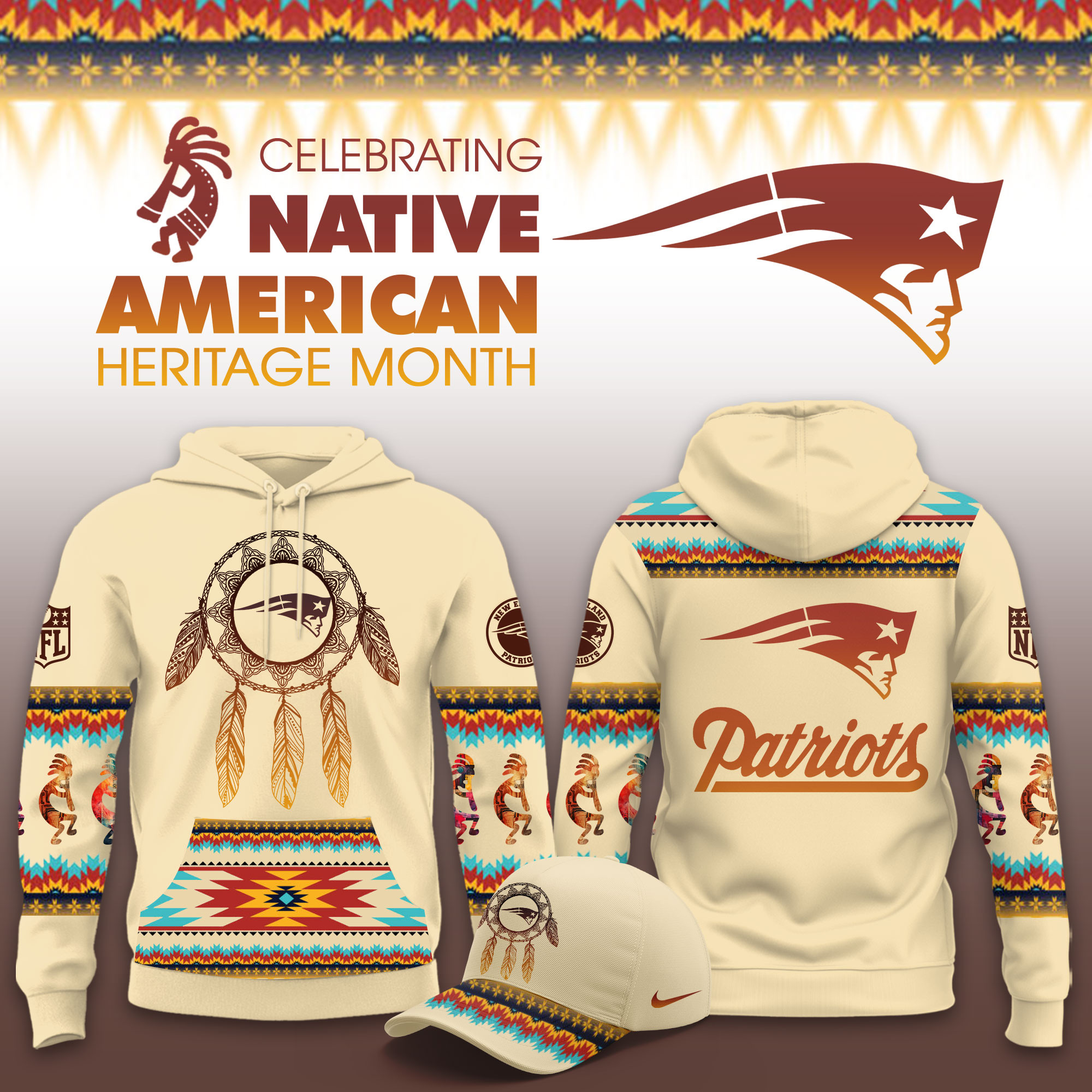 New England Patriots Native American Heritage Limited Hoodie PBPDDLT