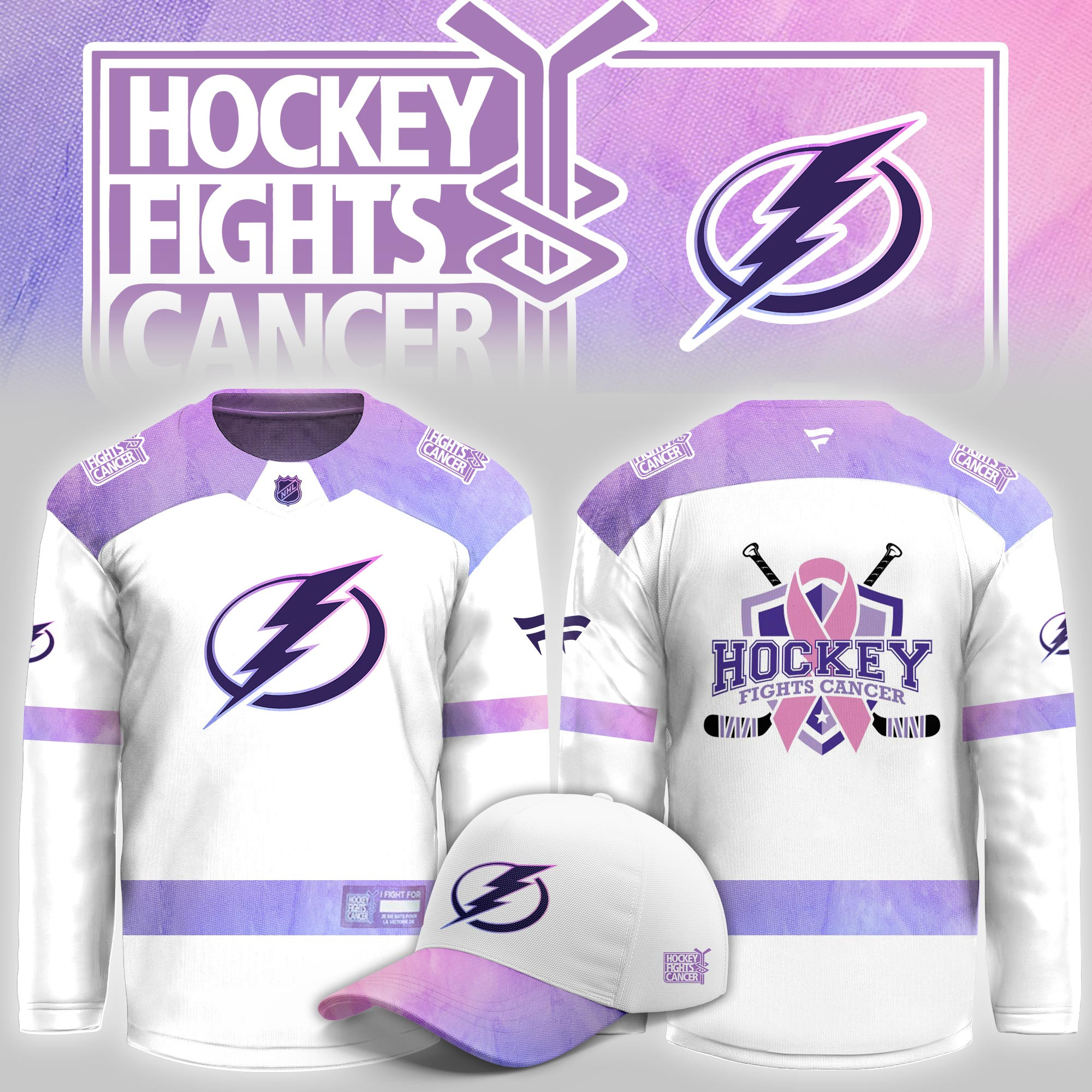 Tampa Bay Lightning Hockey Fight Cancer Limited Hockey Jersey PBJCG2V