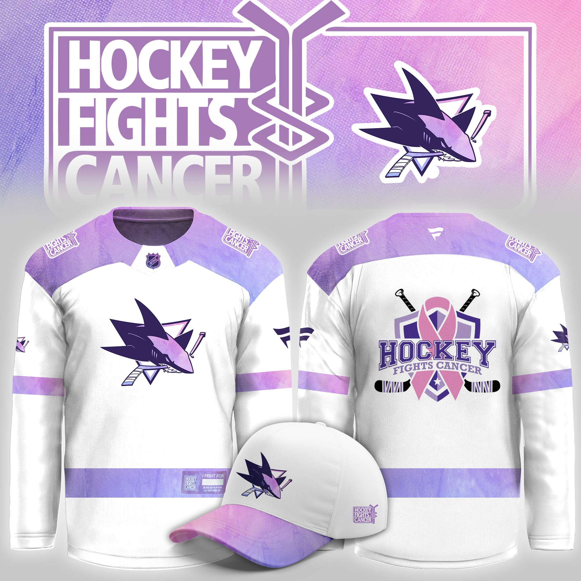 San Jose Sharks Hockey Fight Cancer Limited Hockey Jersey PBUOELO