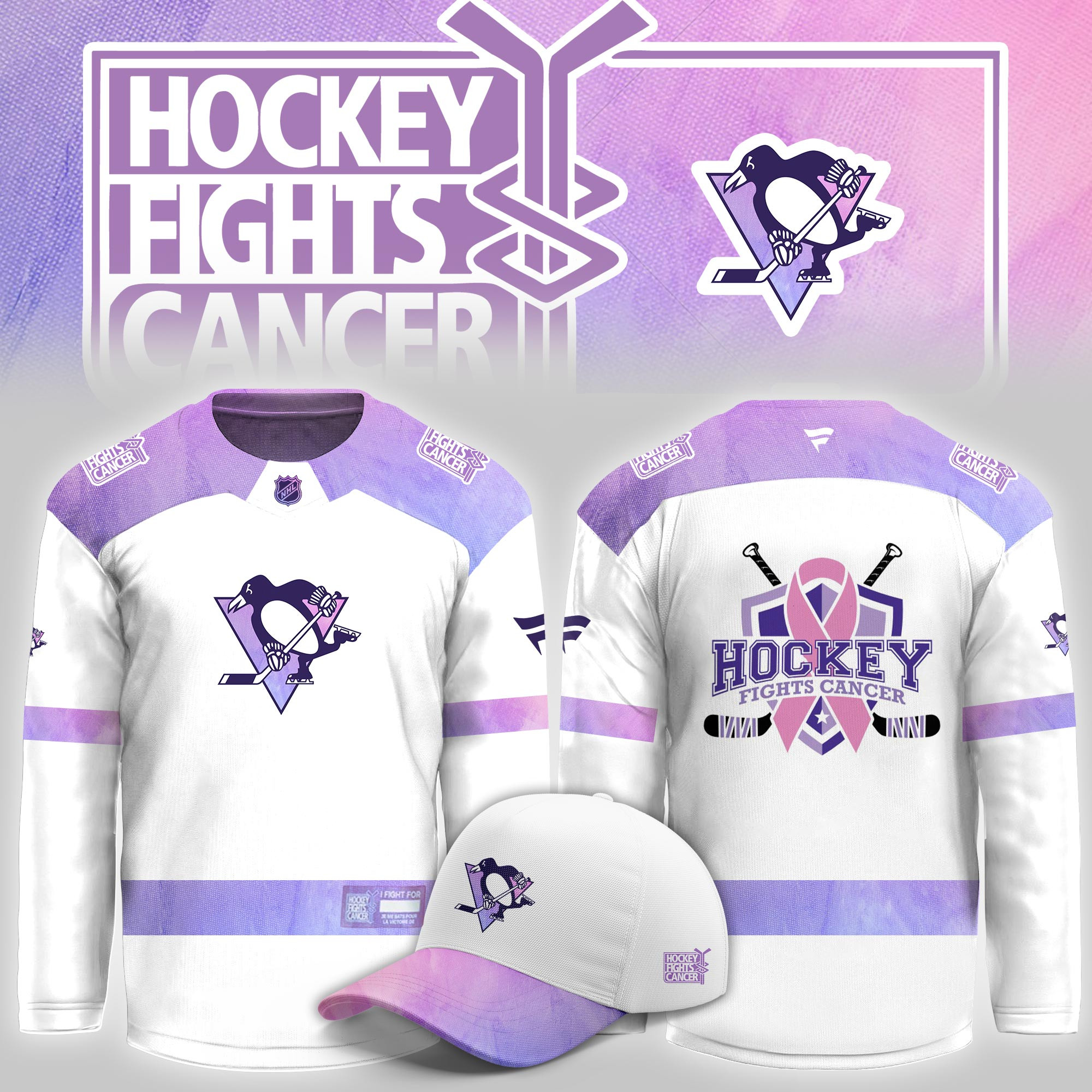 Pittsburgh Penguins Hockey Fight Cancer Limited Hockey Jersey PBKJPYP