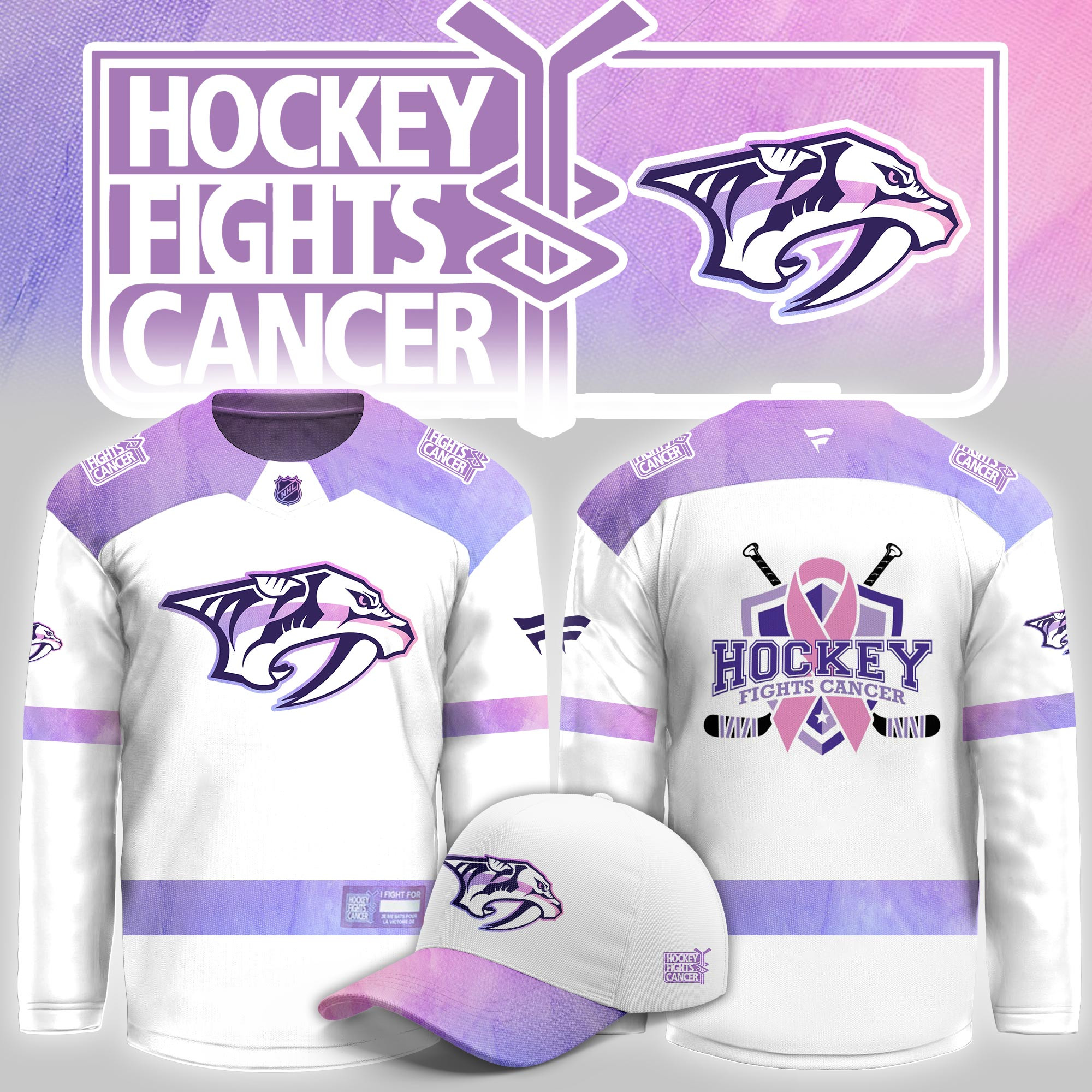 Nashville Predators Hockey Fight Cancer Limited Hockey Jersey PBW9K5O