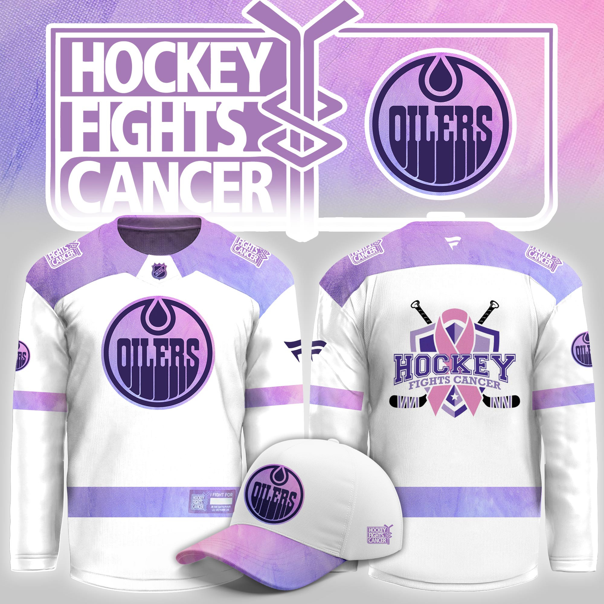 Edmonton Oilers Hockey Fight Cancer Limited Hockey Jersey PB4D63X