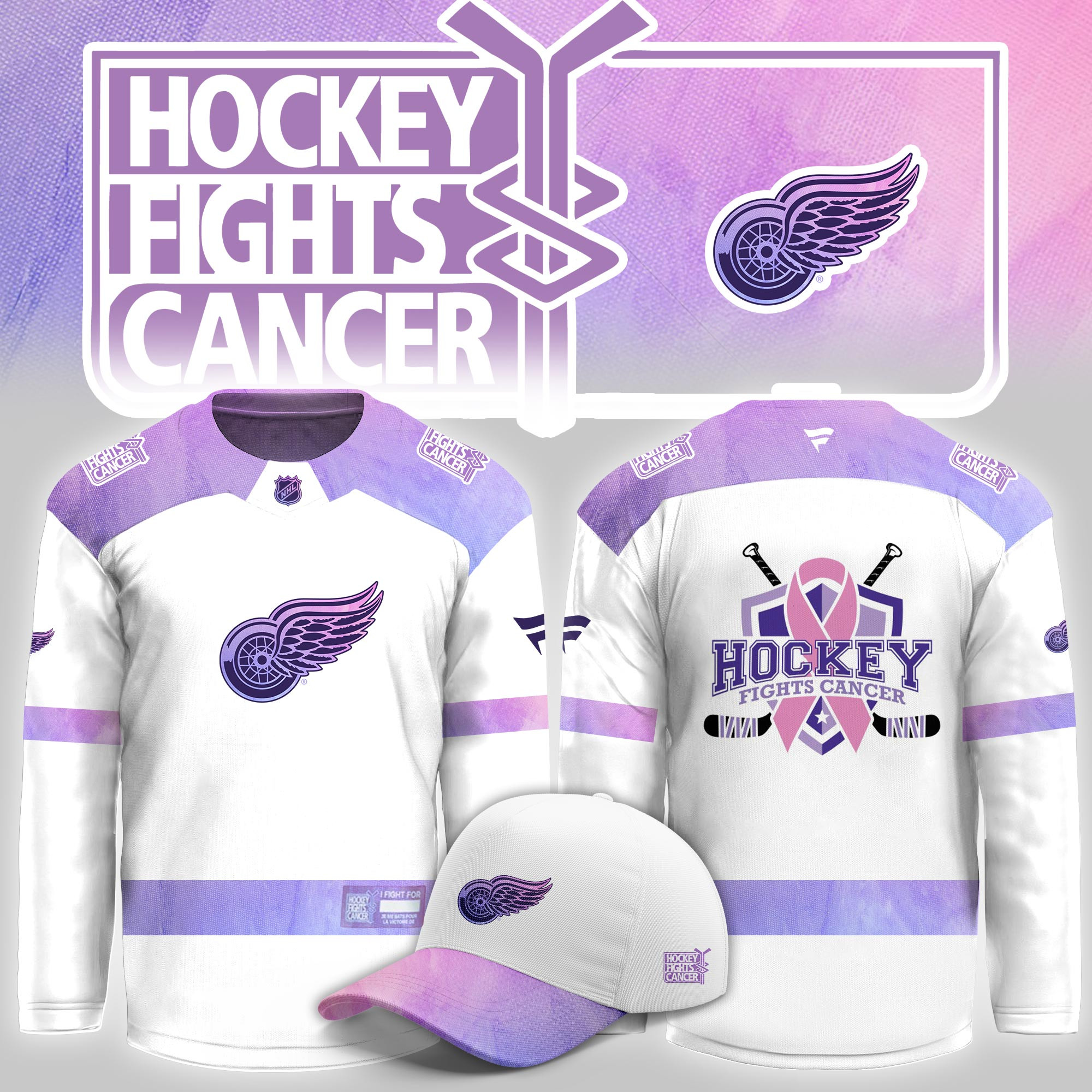 Detroit Red Wings Hockey Fight Cancer Limited Hockey Jersey PB2DSFU