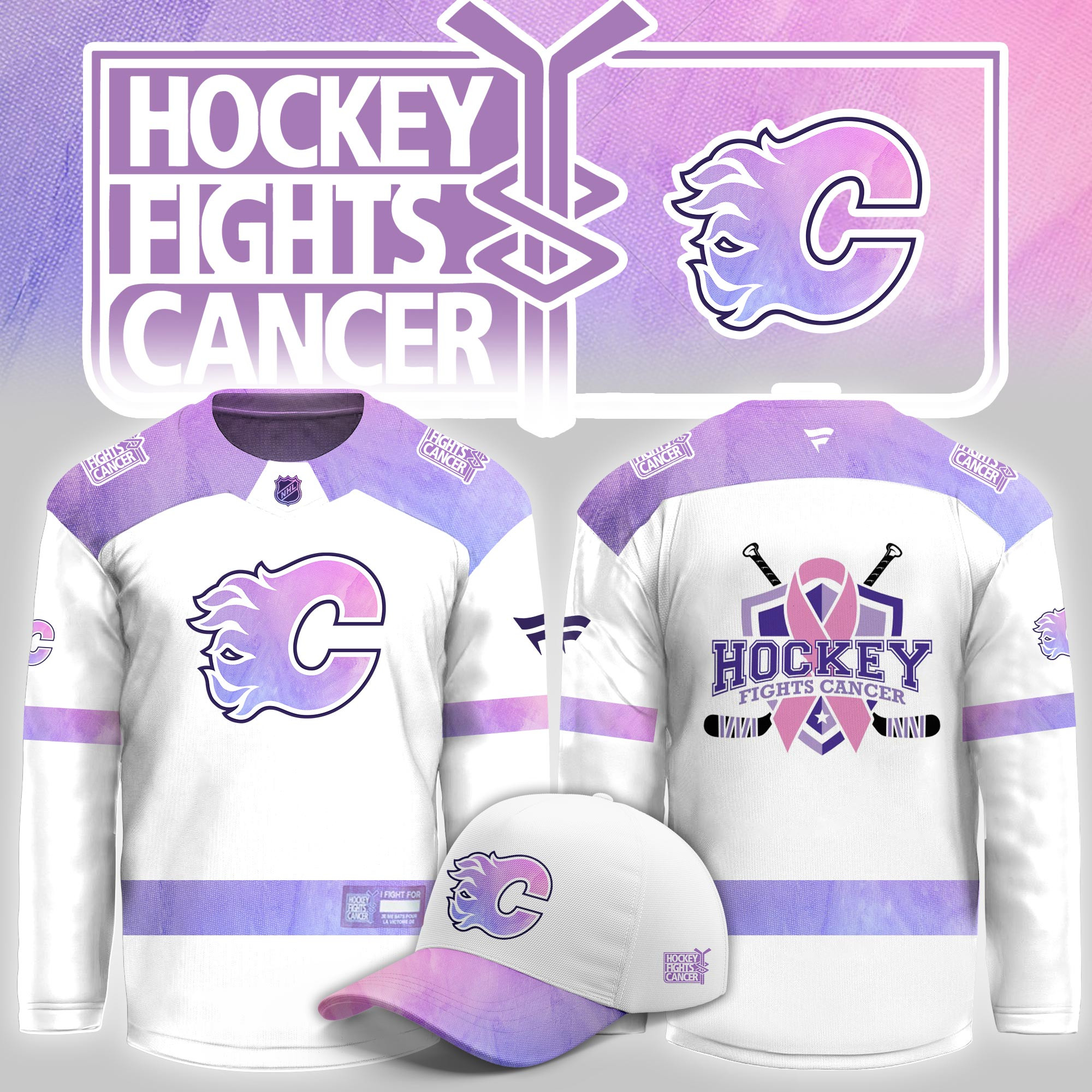Calgary Flames Hockey Fight Cancer Limited Hockey Jersey PB91OU1