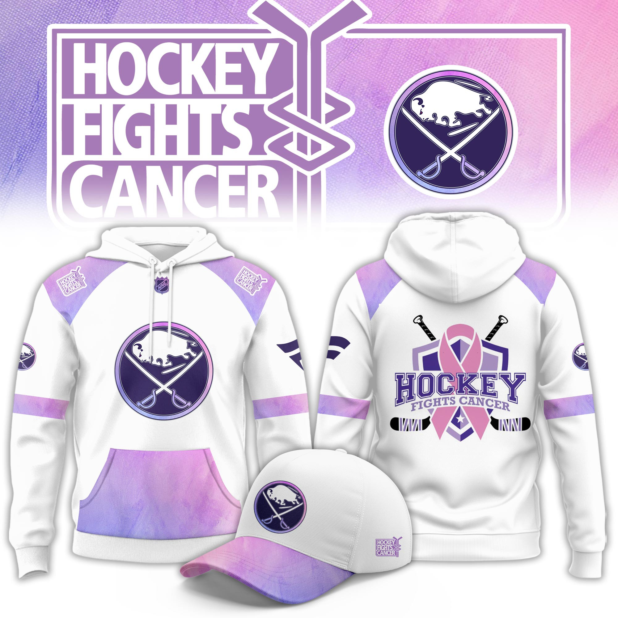 Buffalo Sabres Hockey Fight Cancer Limited Hoodie PBV5U6G
