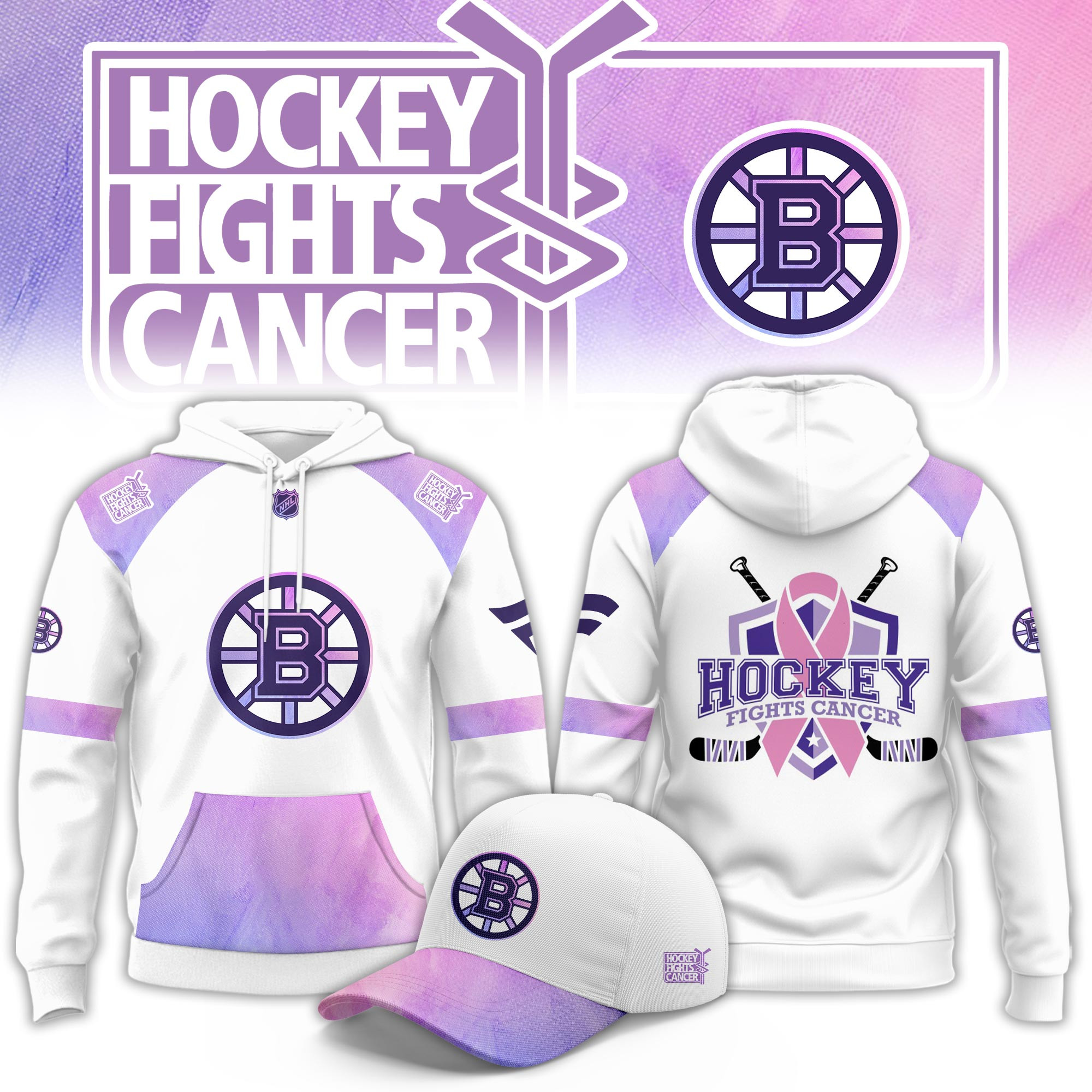 Boston Bruins Hockey Fight Cancer Limited Hoodie PBD3OVW