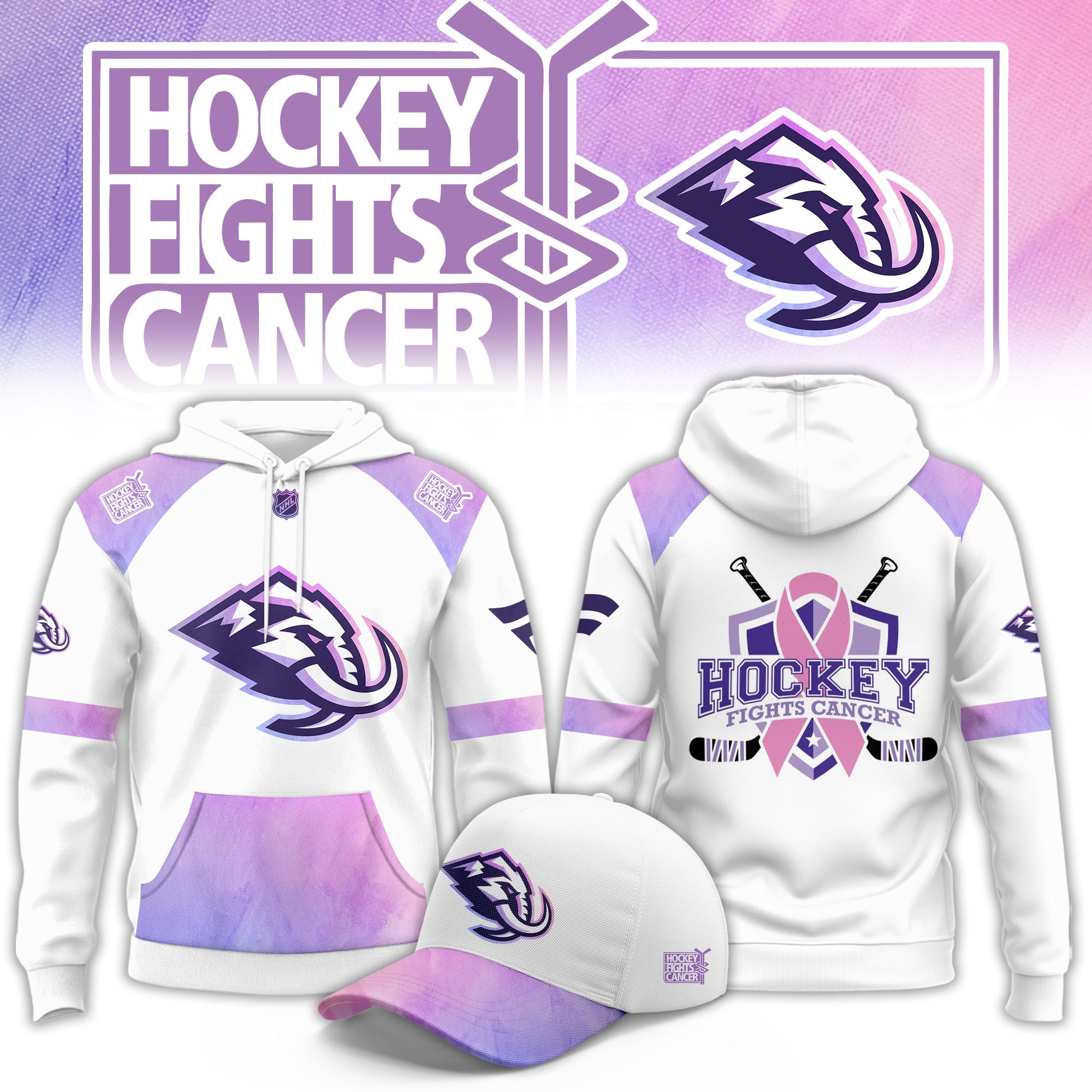 Utah Mammoth Hockey Fight Cancer Limited Hoodie PBWNX67