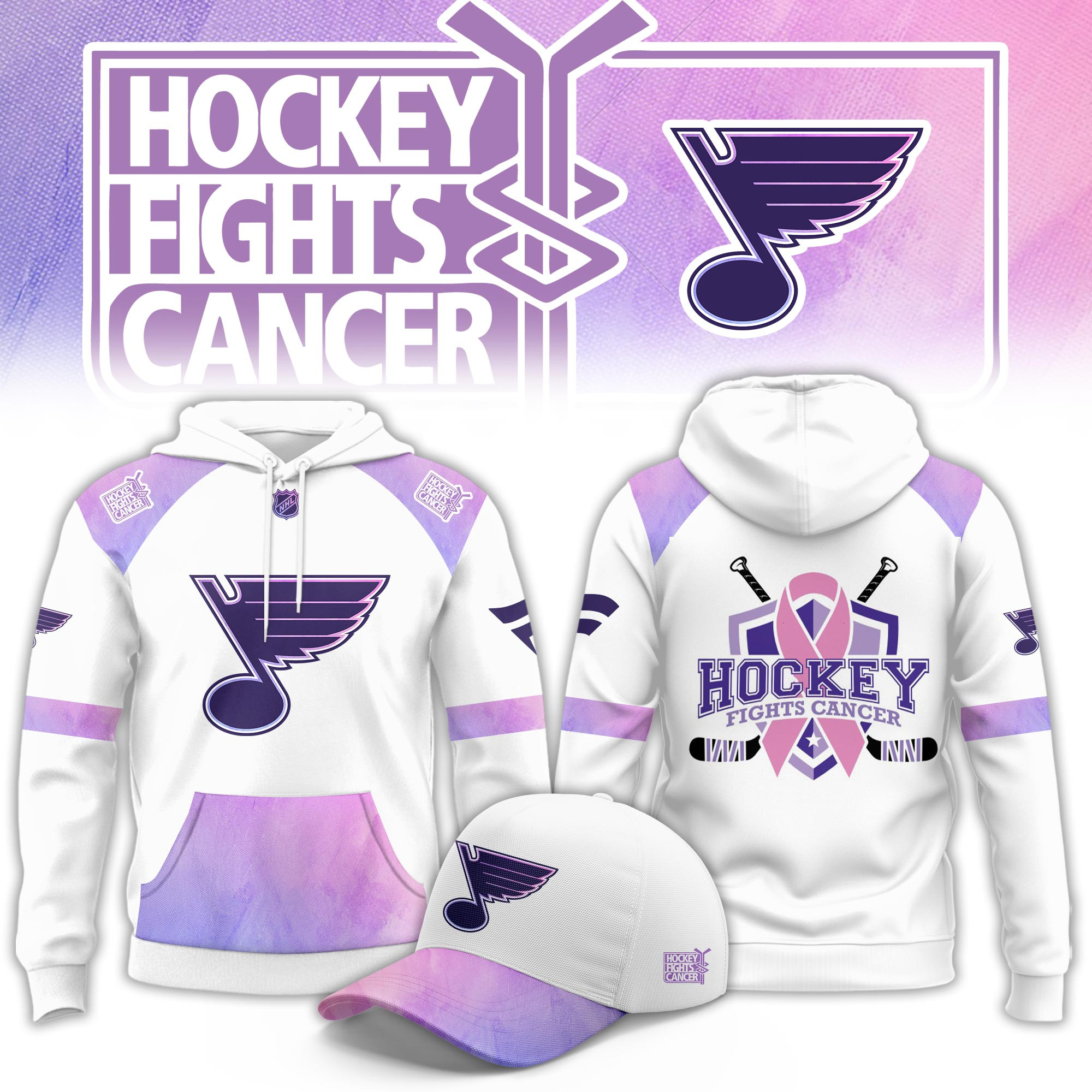 St. Louis Blues Hockey Fight Cancer Limited Hoodie PBE9VGK