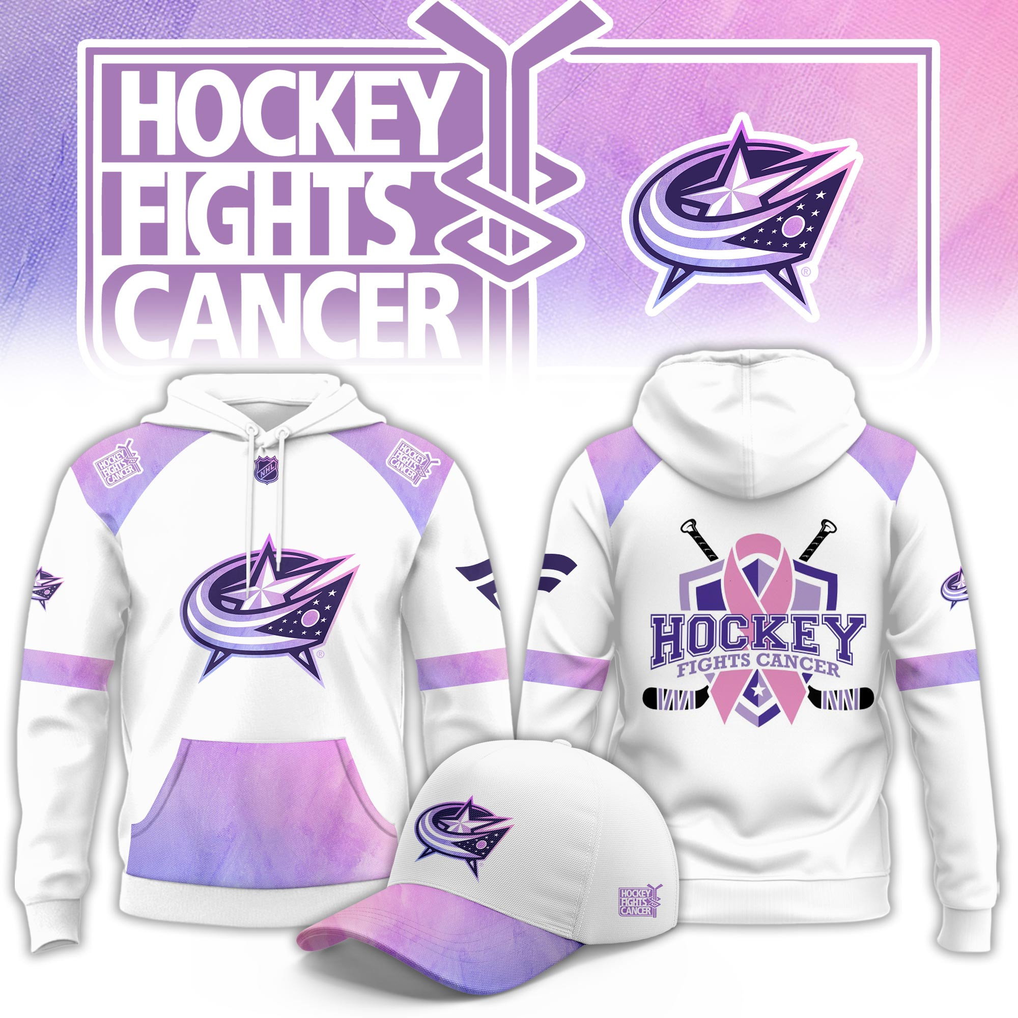 Columbus Blue Jackets Hockey Fight Cancer Limited Hoodie PBGC4V0