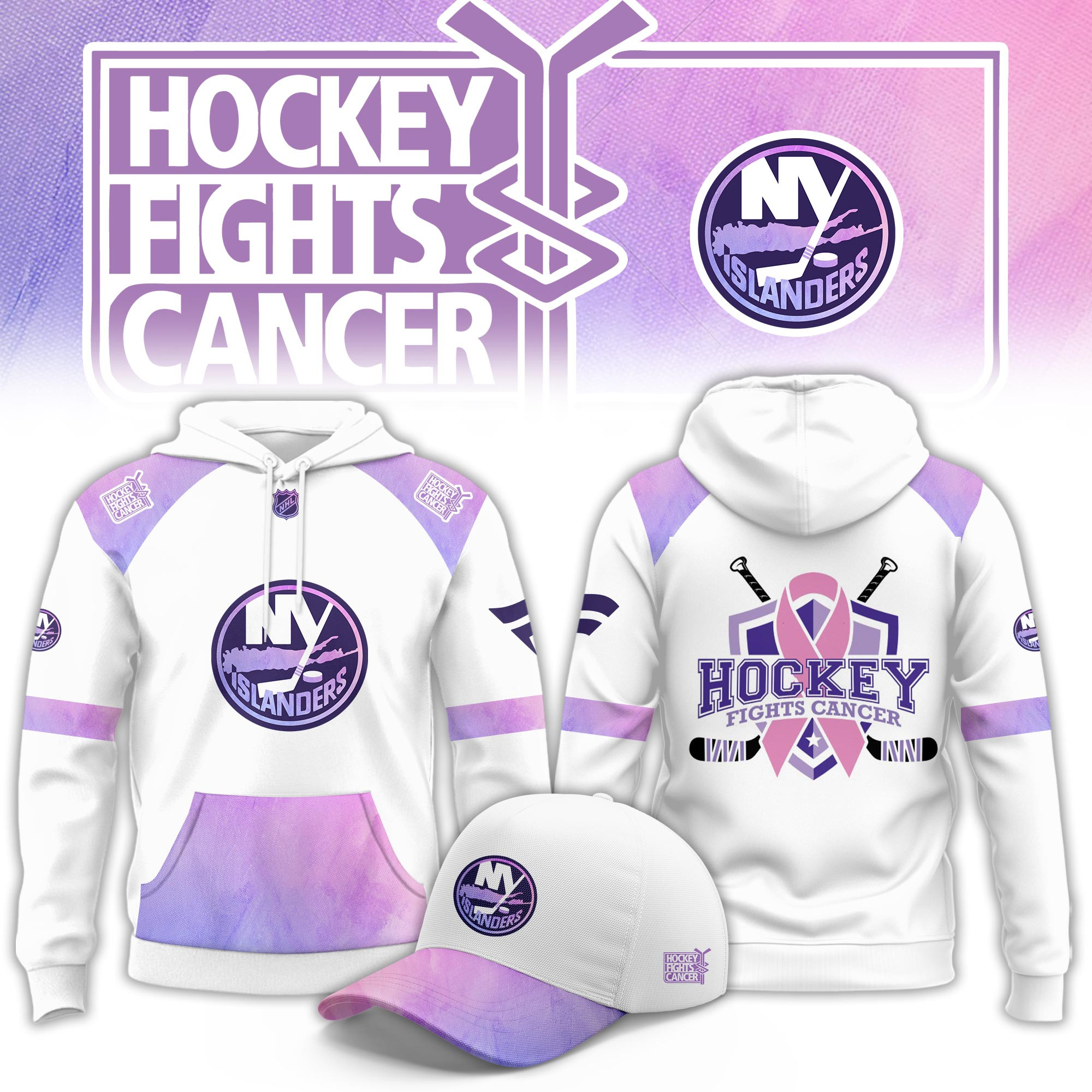 New York Islanders Hockey Fight Cancer Limited Hoodie PBB44G6