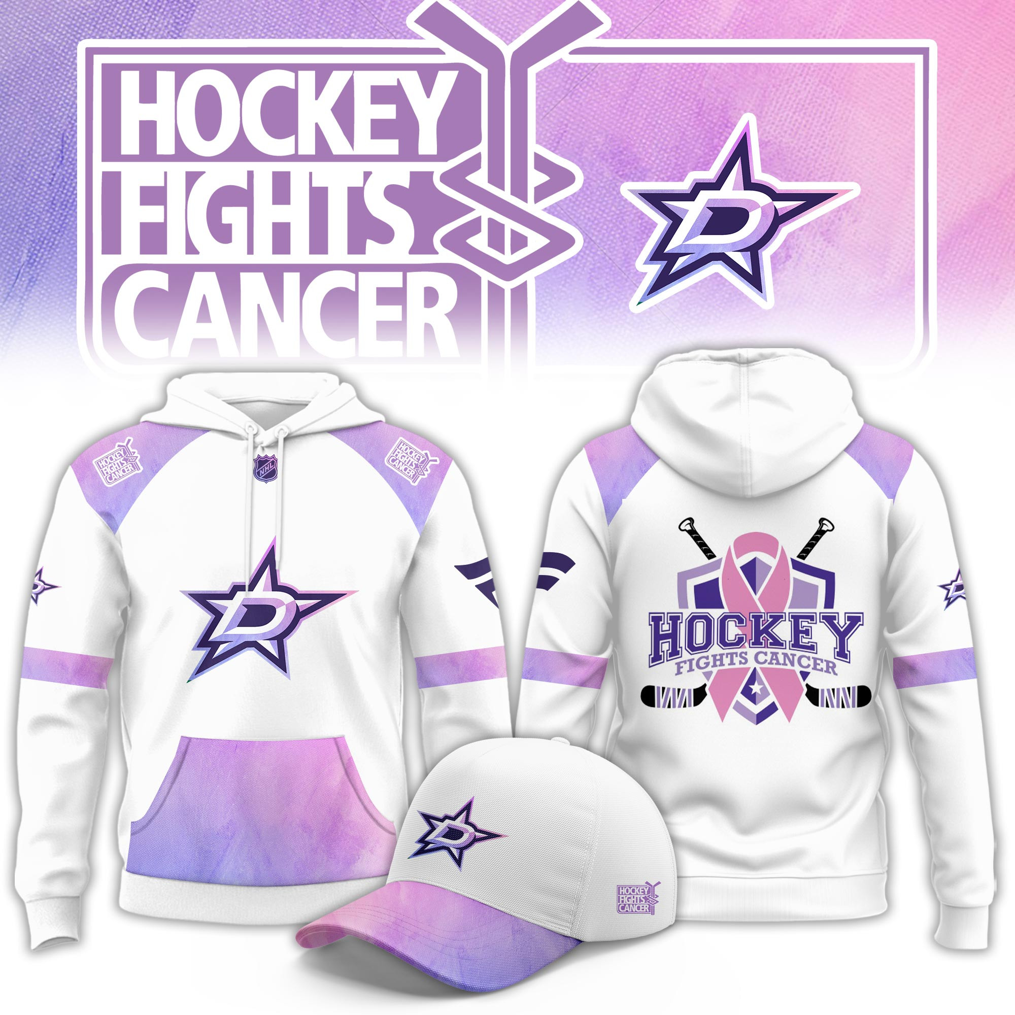 Dallas Stars Hockey Fight Cancer Limited Hoodie PBJFG2Y