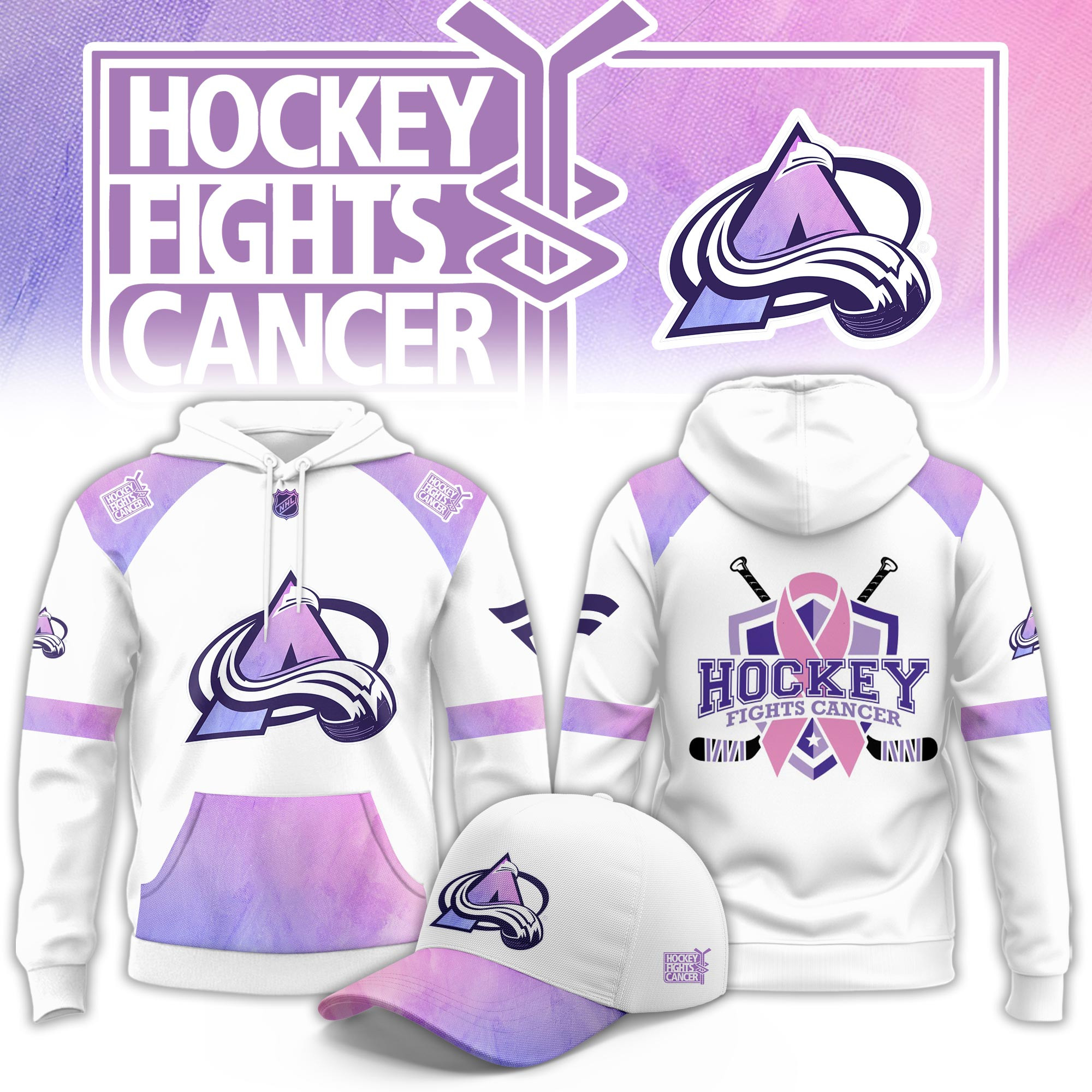 Colorado Avalanche Hockey Fight Cancer Limited Hoodie PBGTLYZ