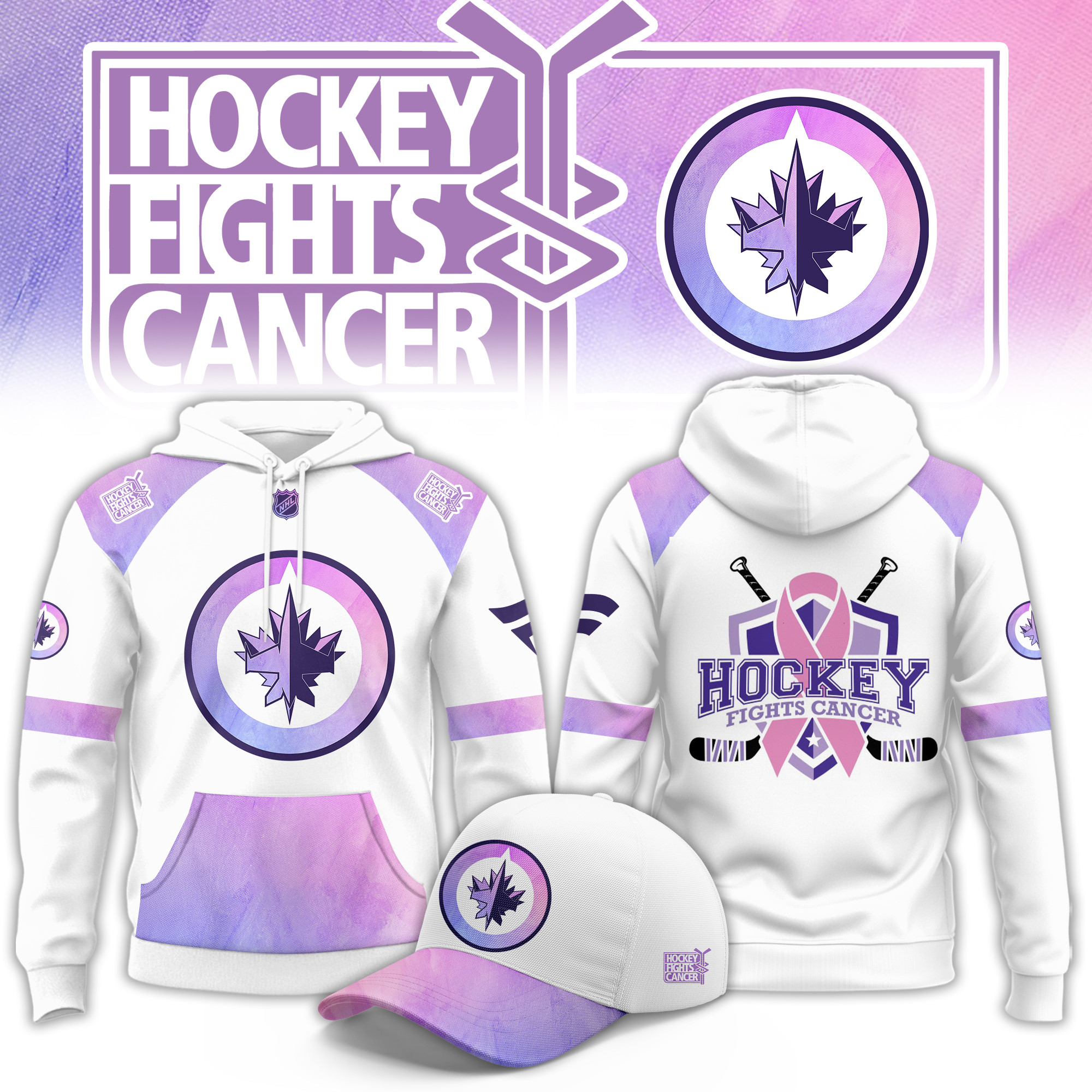 Winnipeg Jets Hockey Fight Cancer Limited Hoodie PBU9YMG