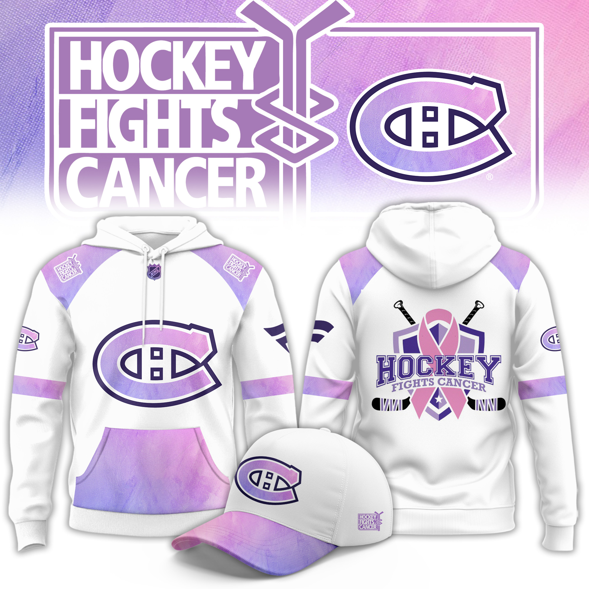 Montreal Canadiens Hockey Fight Cancer Limited Hoodie PBOYG34
