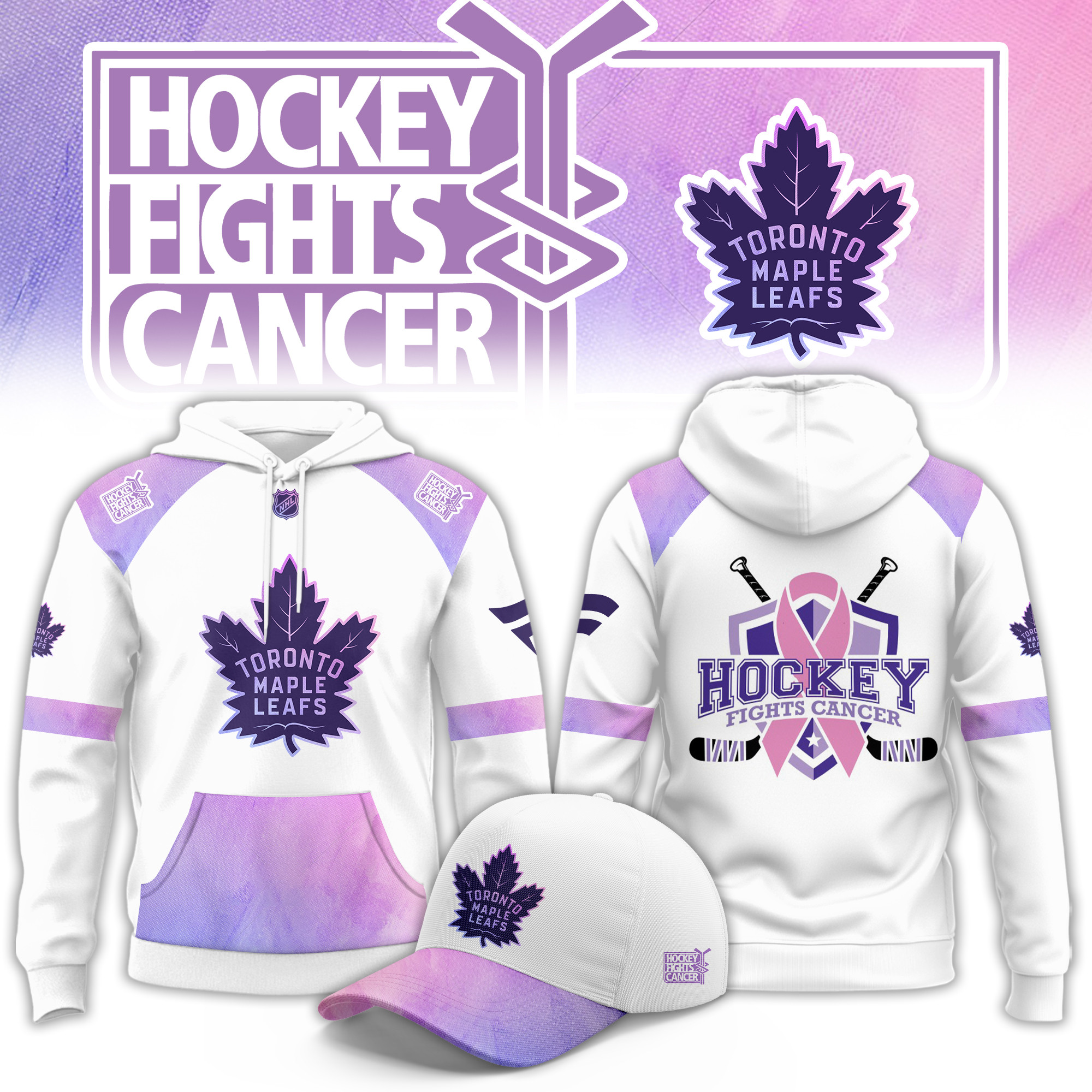 Toronto Maple Leafs Hockey Fight Cancer Limited Hoodie PBPFMU6
