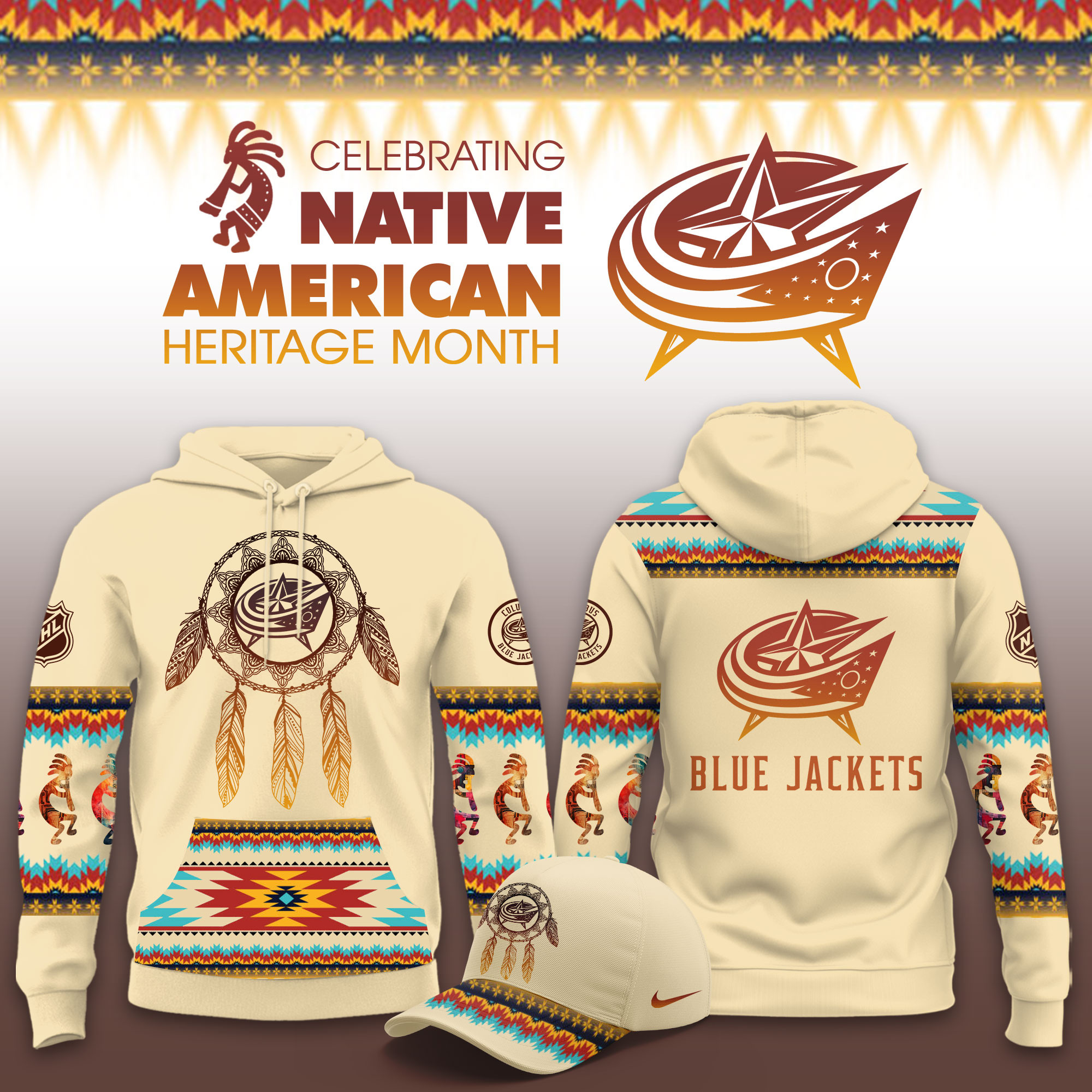 Columbus Blue Jackets Native American Heritage Limited Hoodie PBA892J