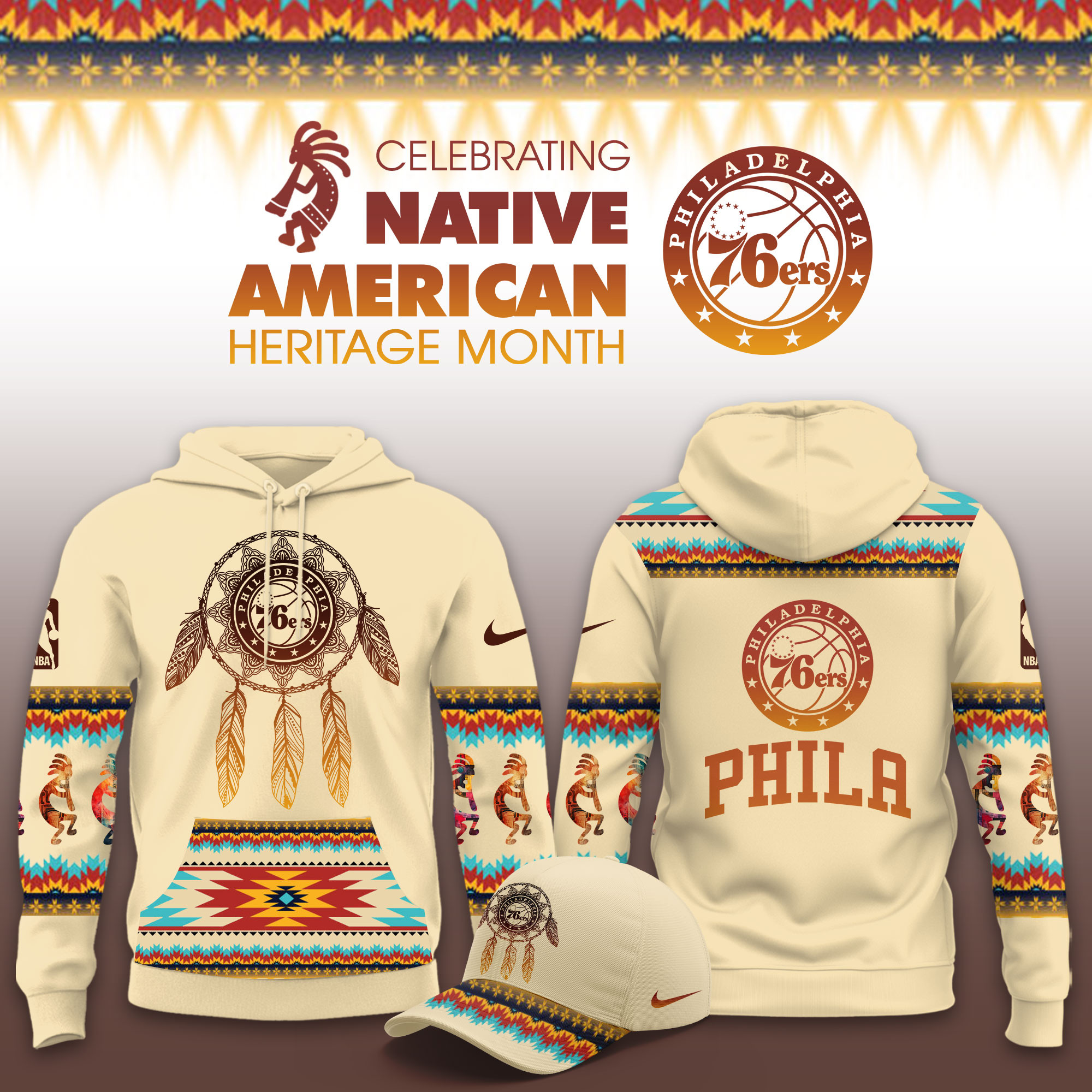 Philadelphia 76ers Native American Heritage Limited Hoodie PBVF63L