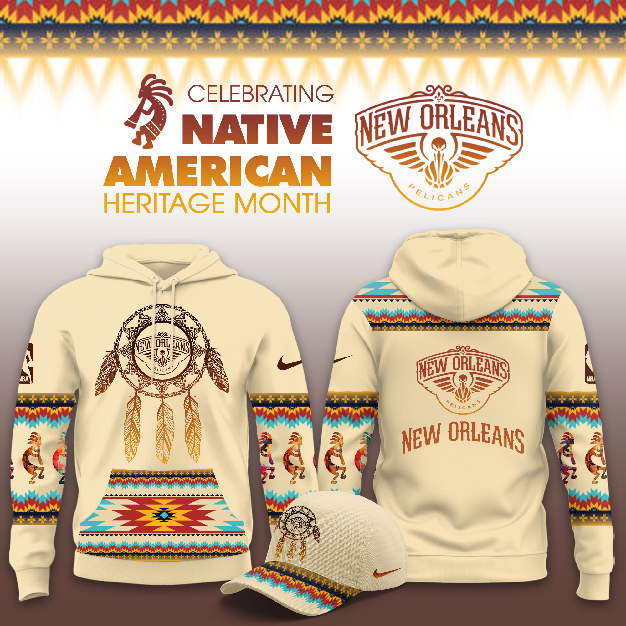 New Orleans Pelicans Native American Heritage Limited Hoodie PB5JXX8