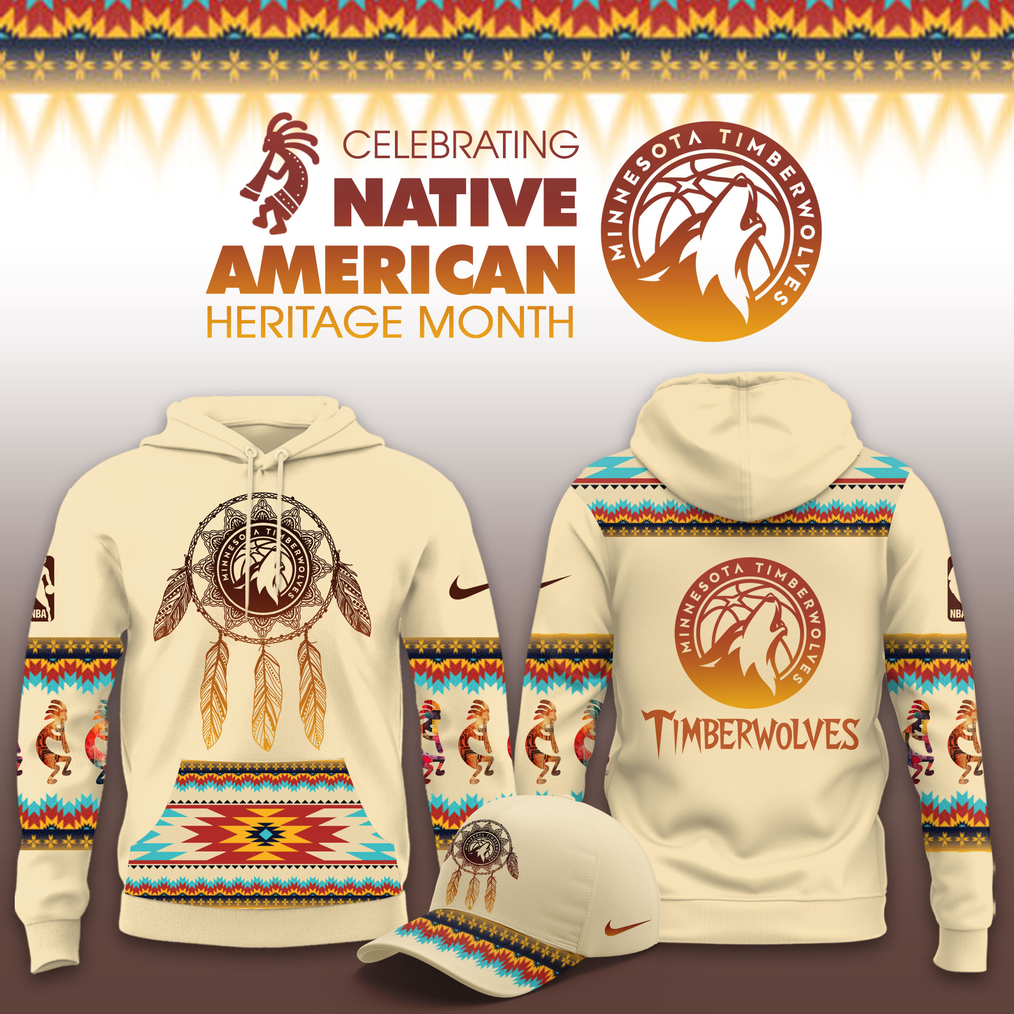 Minnesota Timberwolves Native American Heritage Limited Hoodie PBQ3WH5