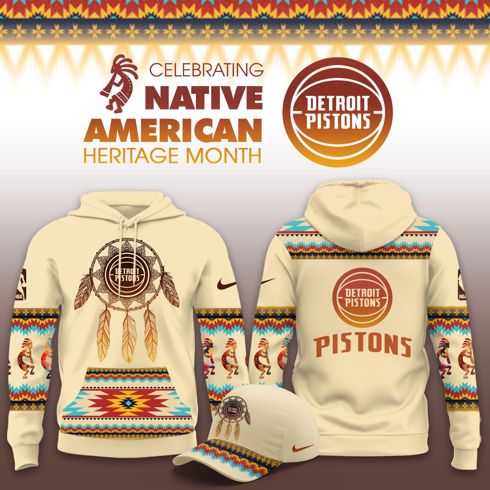 Detroit Pistons Native American Heritage Limited Hoodie PB7HM8Y