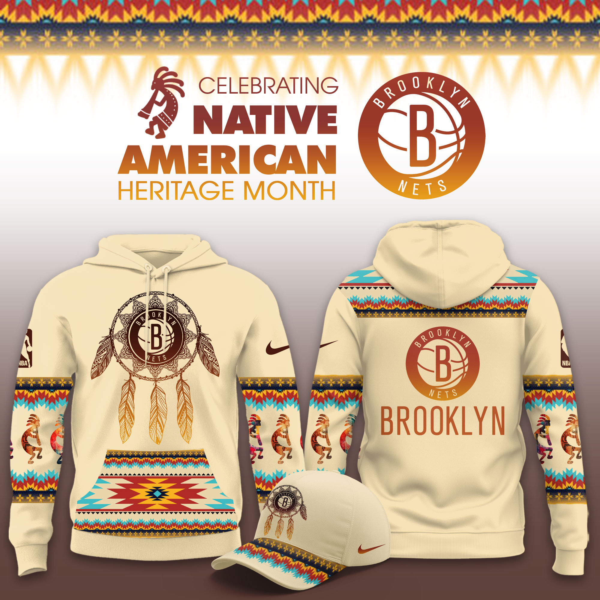 Boston Celtics Brooklyn Nets Native American Heritage Limited Hoodie PBWGRPG