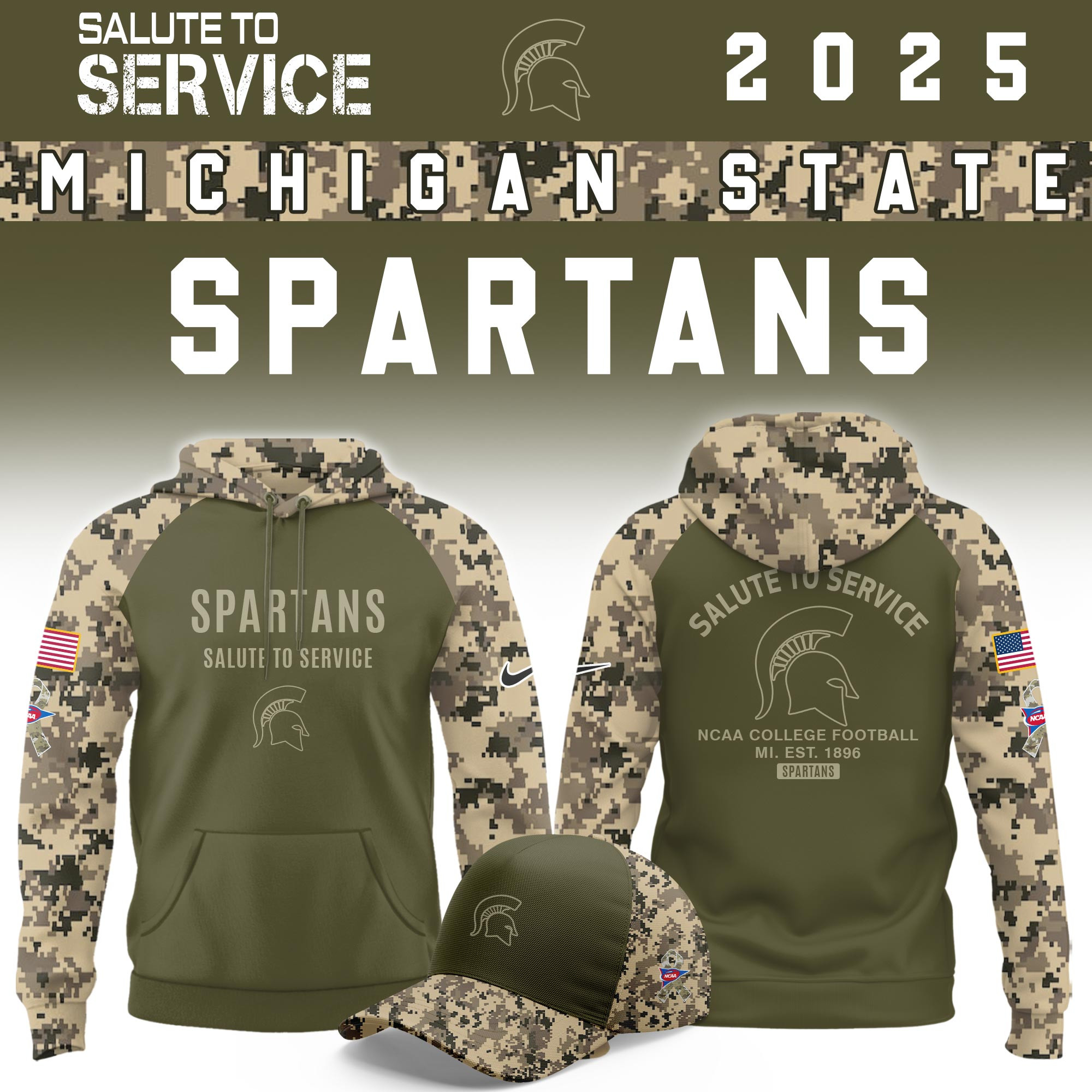 Michigan State Spartans Salute To Service Limited Hoodie PBP2N5Z