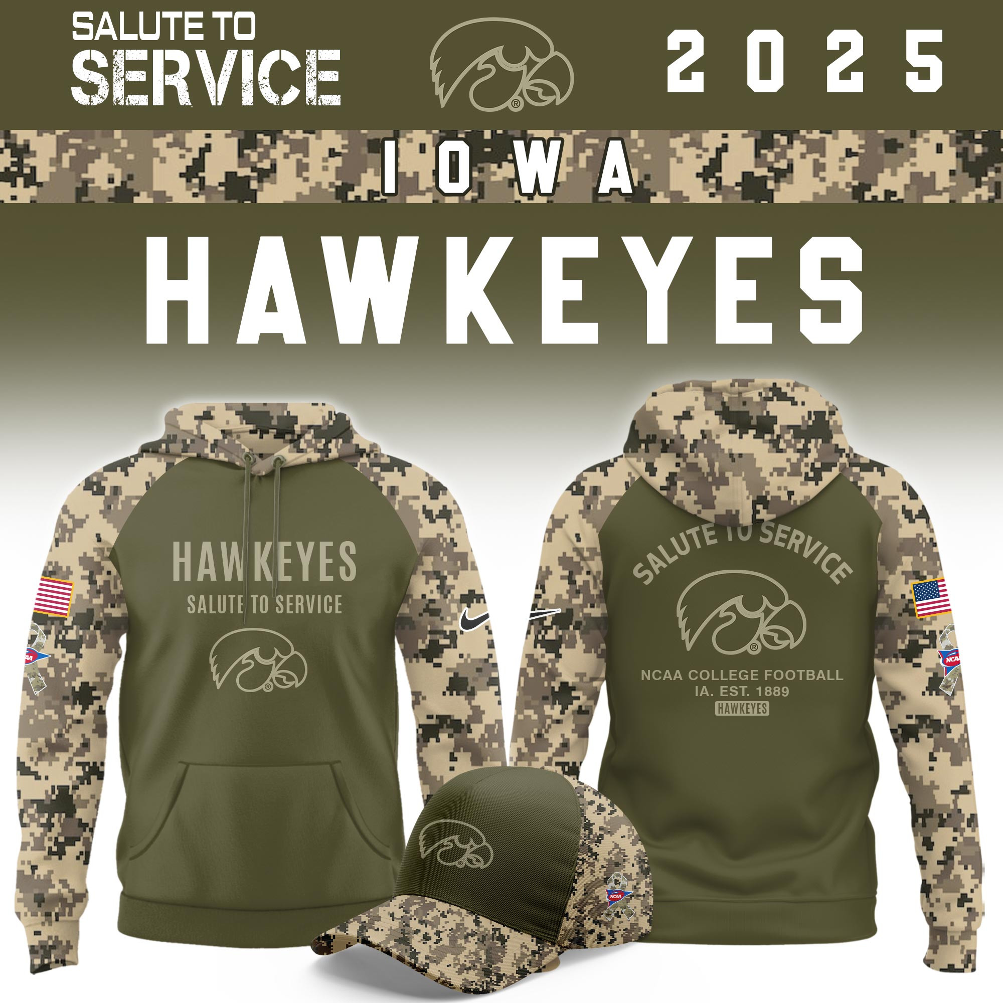 Iowa Hawkeyes Salute To Service Limited Hoodie PBYLYTO