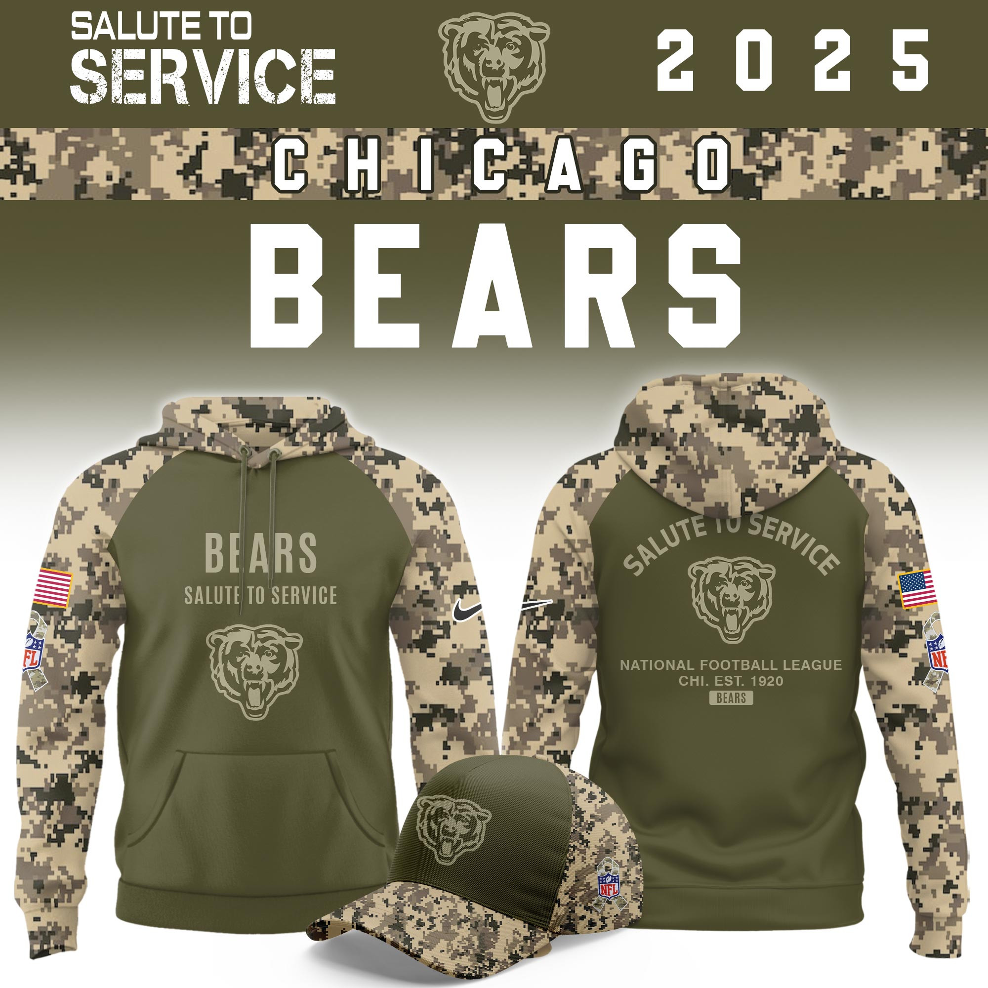 Chicago Bears Salute To Service Limited Hoodie PBFO92J