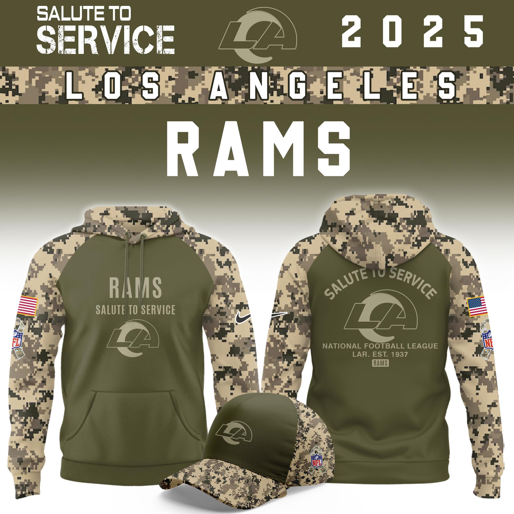 Los Angeles Rams Salute To Service Limited Hoodie PBR97TO