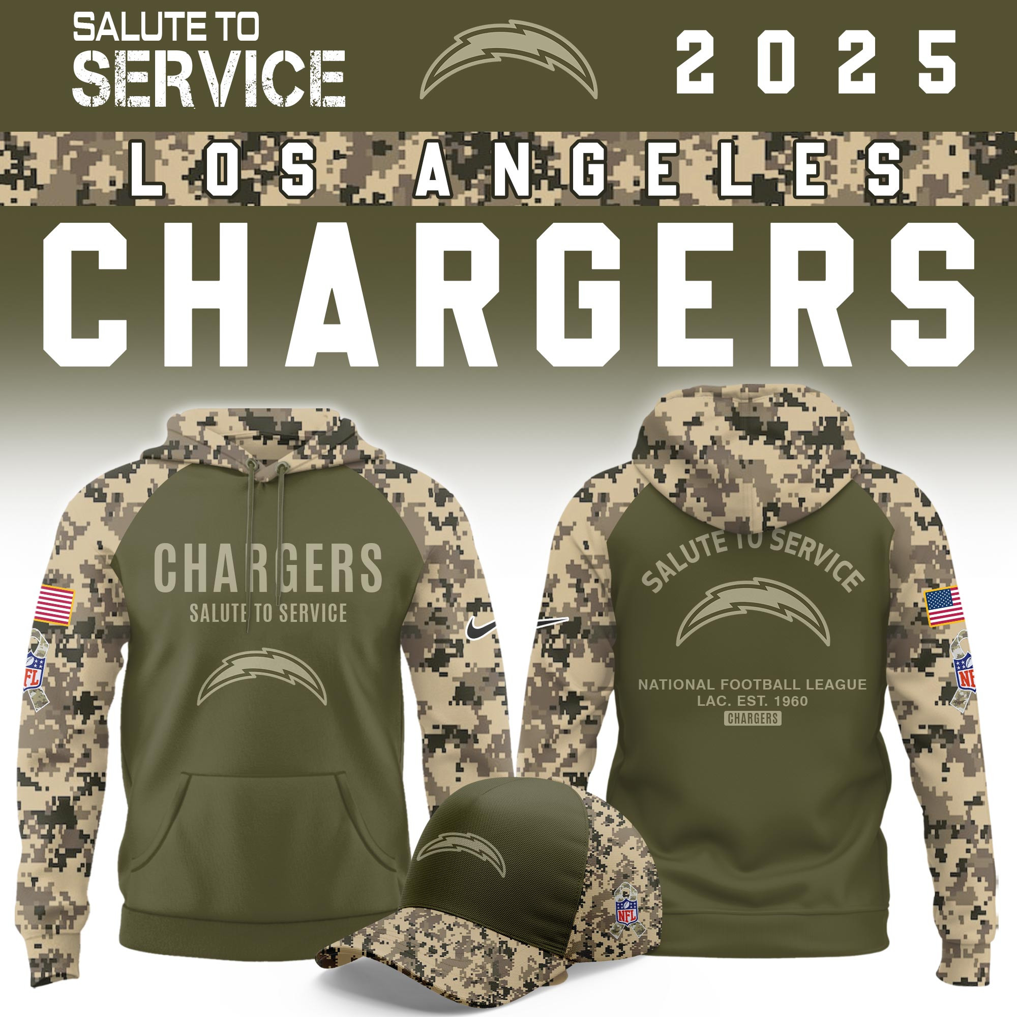 Los Angeles Chargers Salute To Service Limited Hoodie PBNNYGS